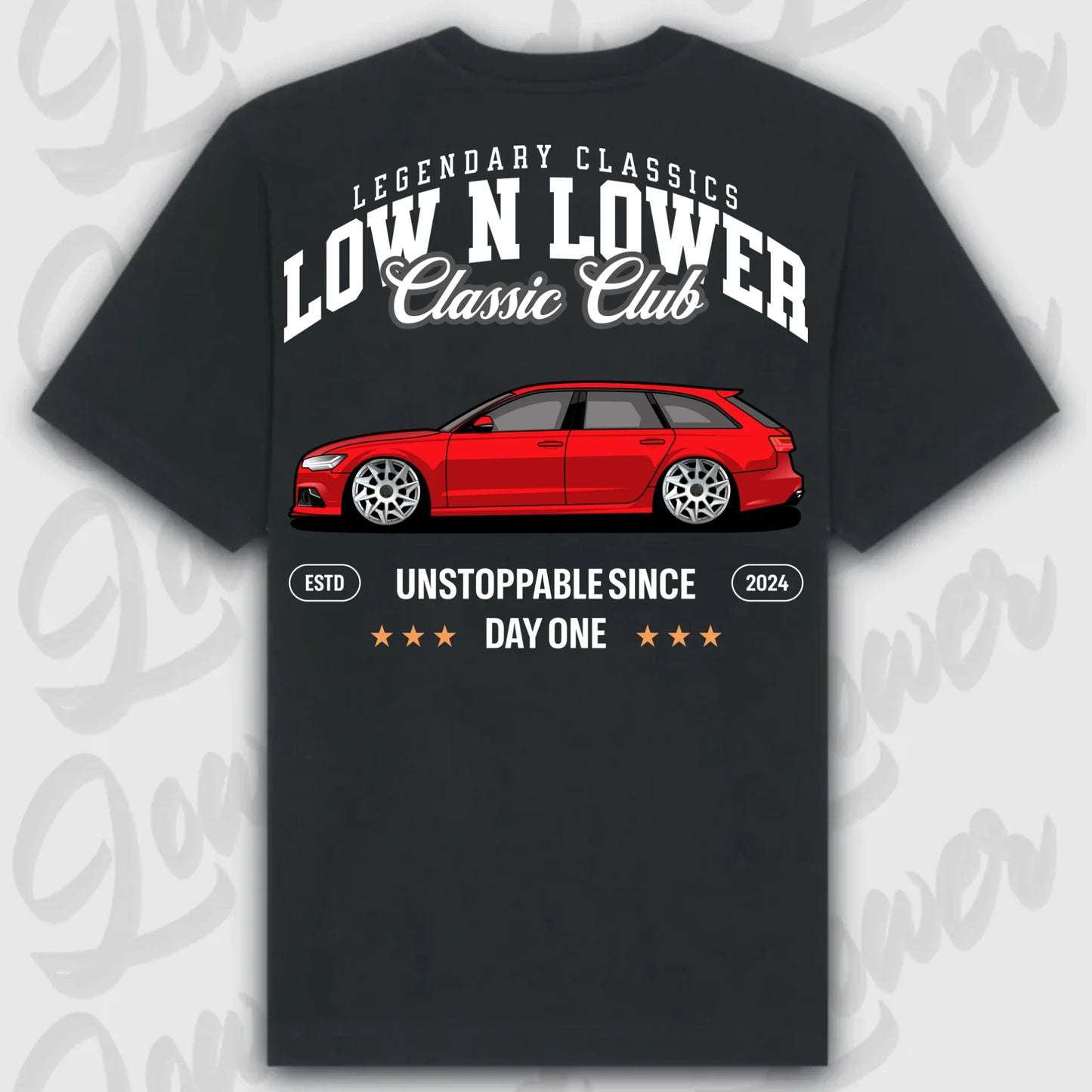 T-Shirt RS6 Avant - personalisiert Oversized T-Shirt ( Back Print ) Black