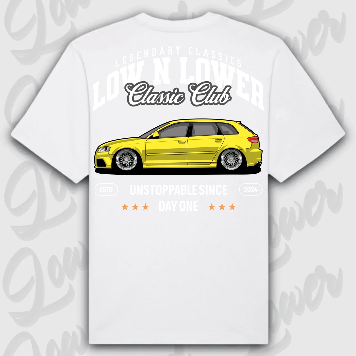 T-Shirt RS3 8P - personalisiert Oversized T-Shirt ( Back Print ) White