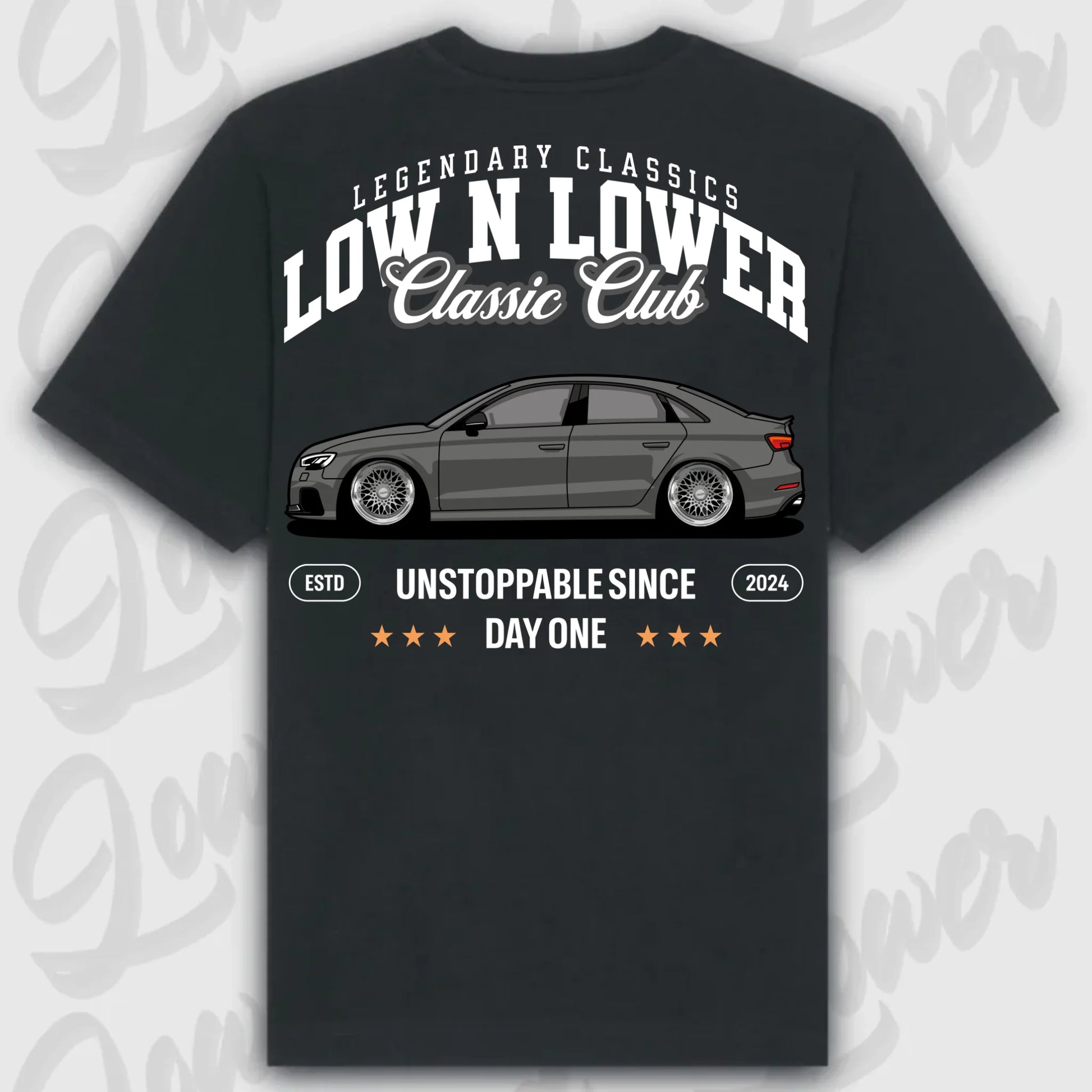 T-Shirt RS3 C8 - personalisiert Oversized T-Shirt ( Back Print ) Black