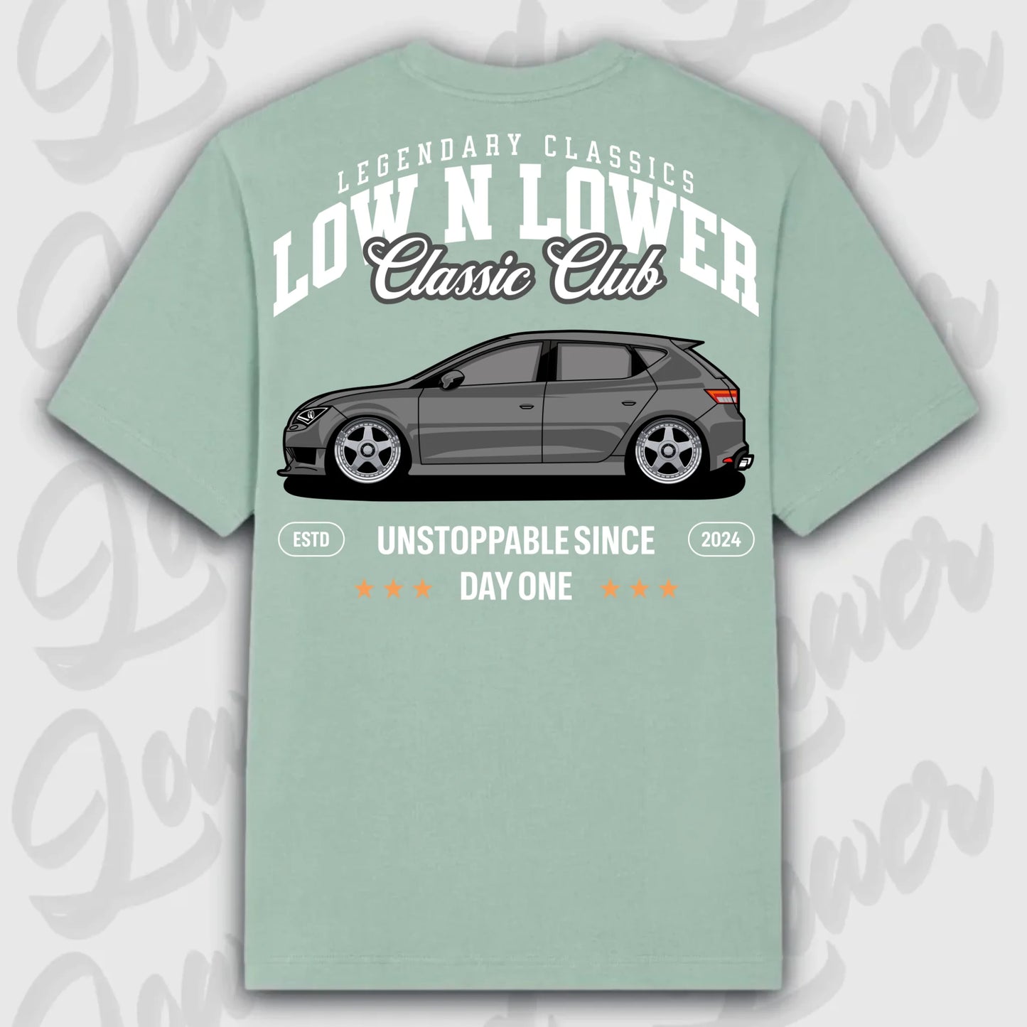 T-Shirt Leon III - personalisiert Oversized T-Shirt ( Back Print ) Aloe