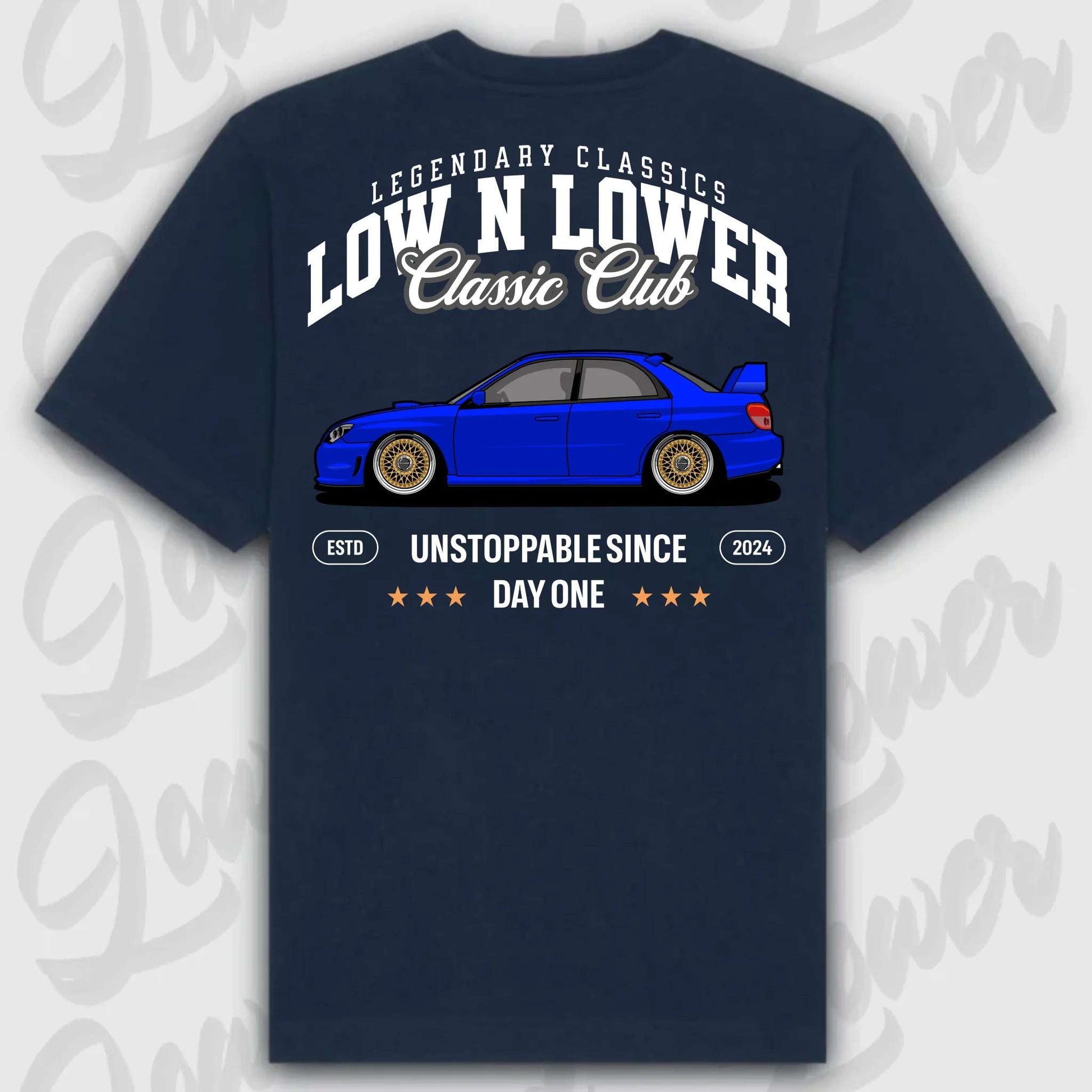 T-Shirt WRX 2. Gen - personalisiert Oversized T-Shirt ( Back Print ) French-Navy