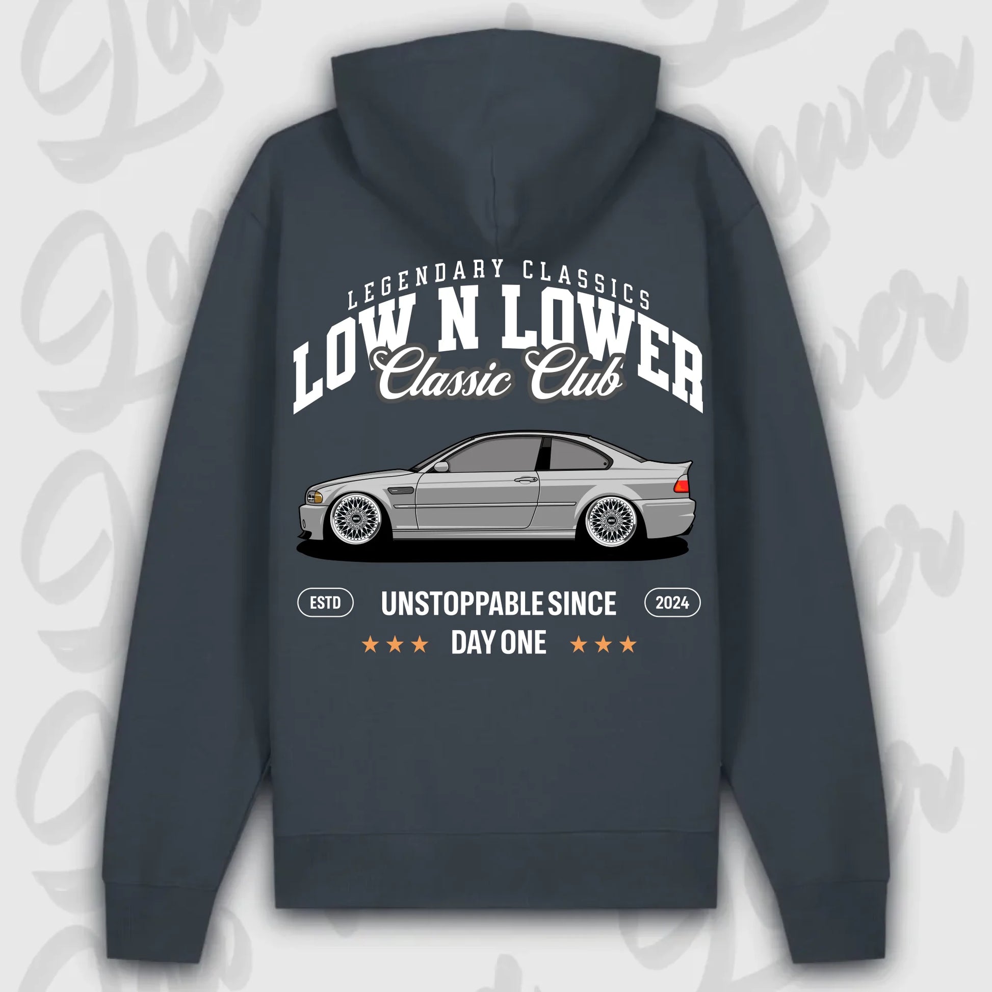 Hoodie M3 E46 - personalisierbar Premium Hoodie India-Ink-Grey