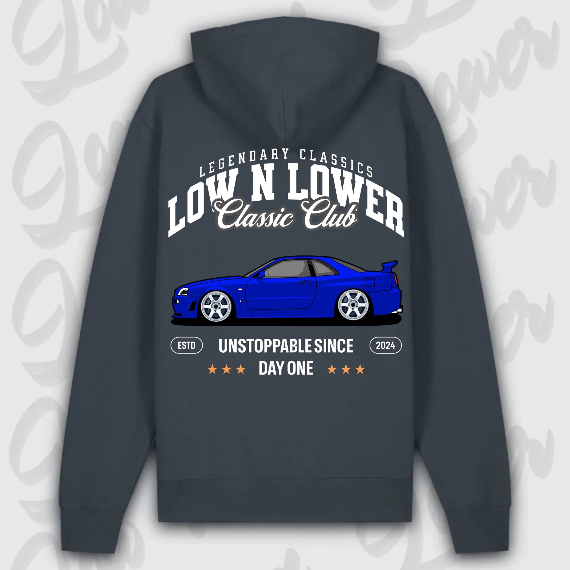 Hoodie Skyline GT-R34 - personalisiert Premium Hoodie India-Ink-Grey