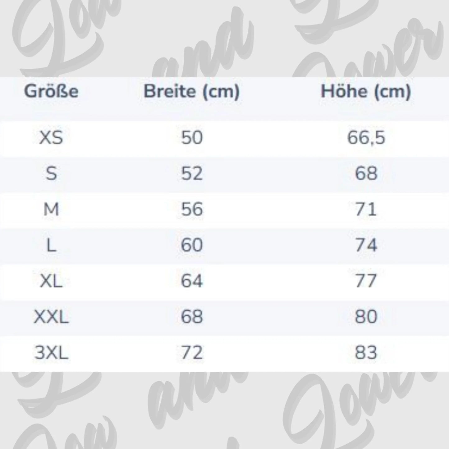 Größentabelle Sweater