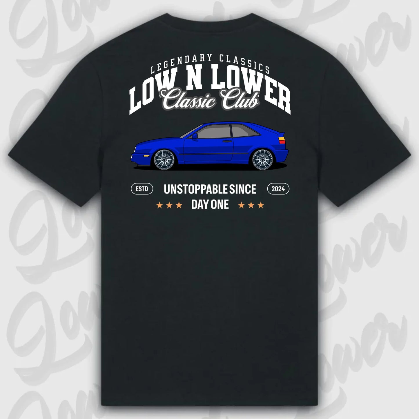 Mockup Stand shirt teeinblue - shirt Over 1