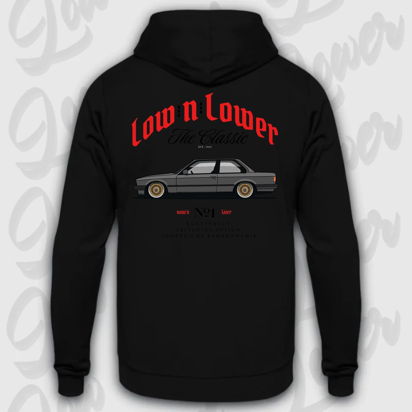 standard hoodie schwarz e30 rückenansicht streetwear hoodie  