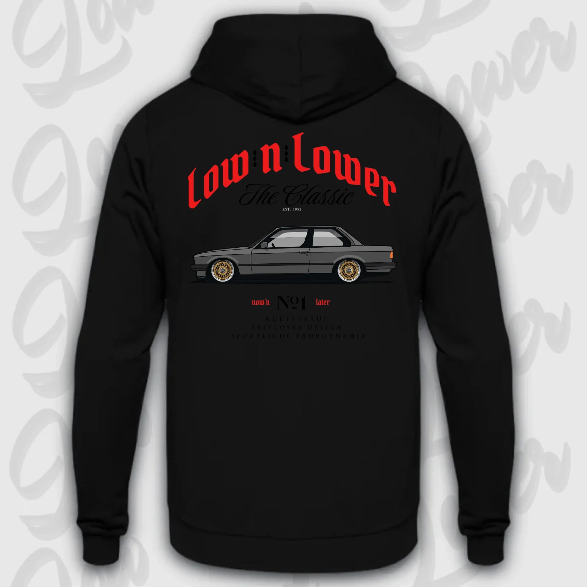 standard hoodie schwarz e30 rückenansicht streetwear hoodie  