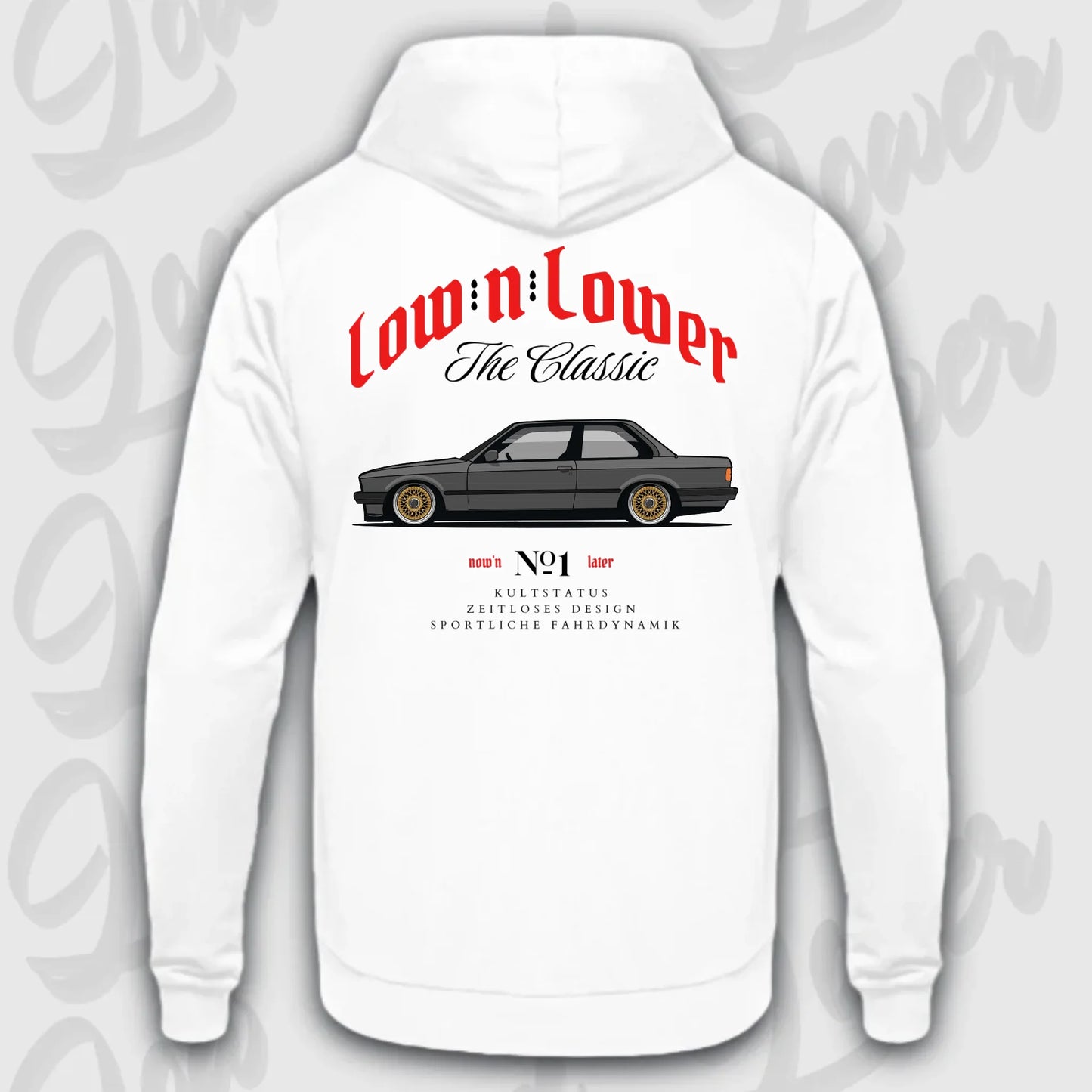 standard hoodie weiß e30 rückenansicht streetwear hoodie 