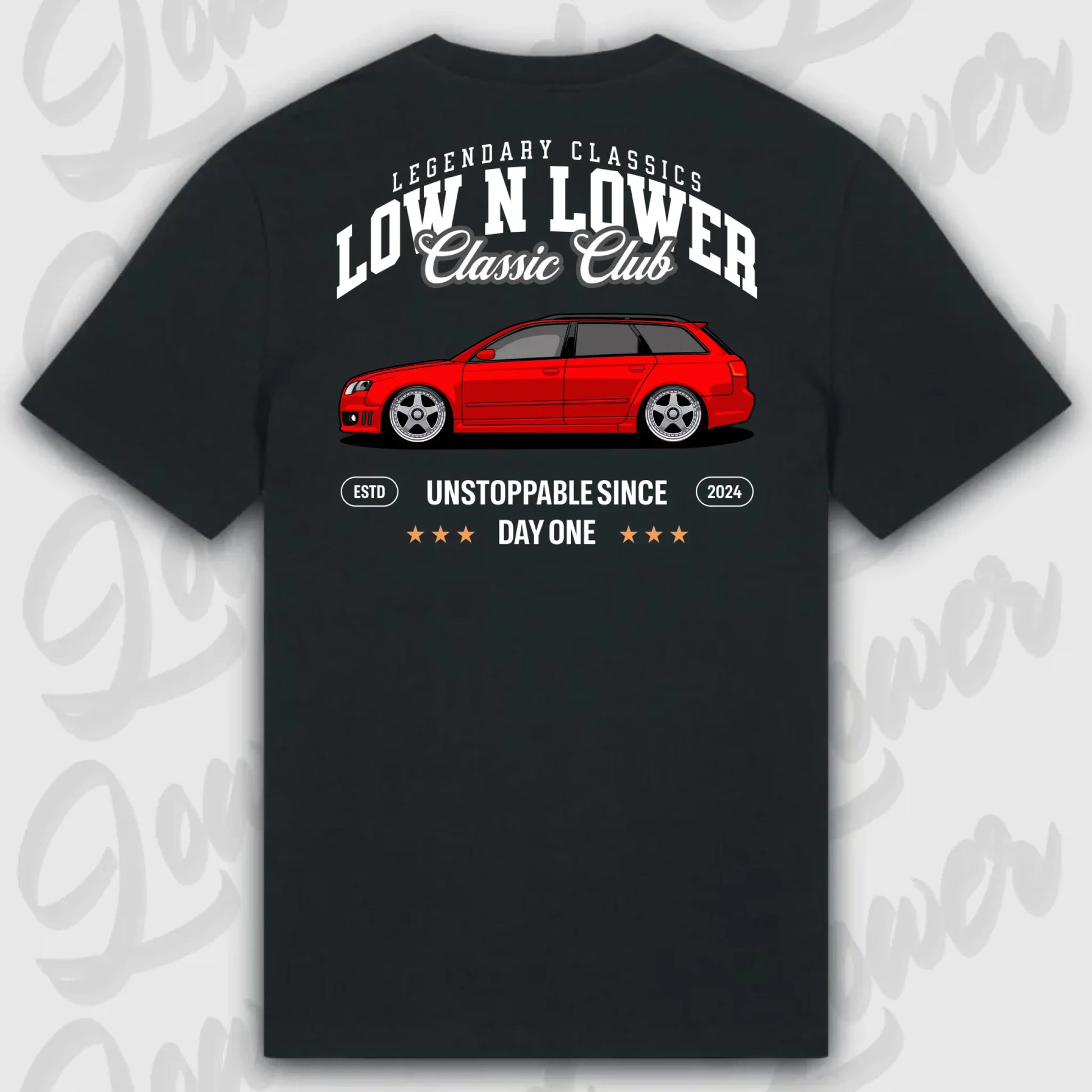 T-Shirt Tuning Cars, Personalisiert Schwarz Rückseite, VW, BMW, Audi, Mercedes, Autos