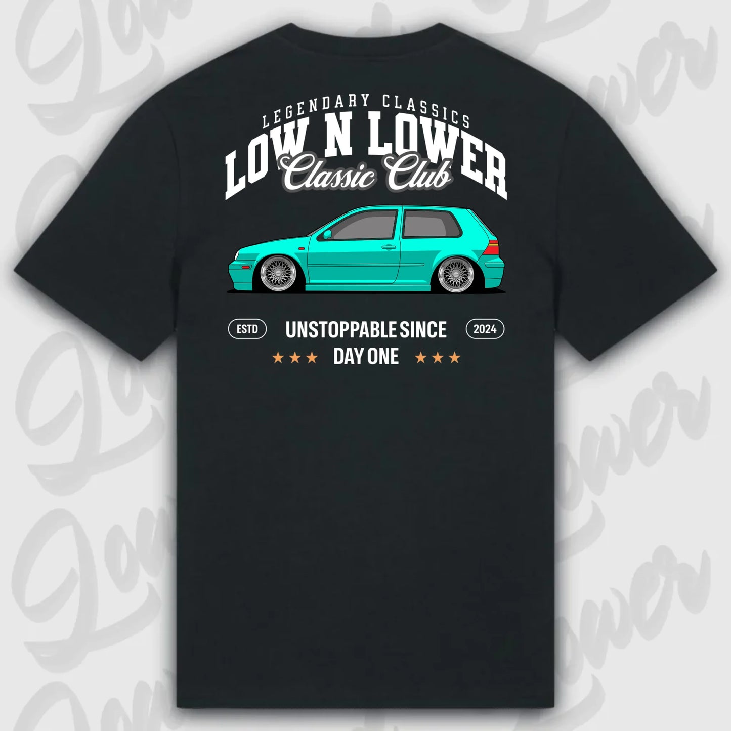 T-Shirt Tuning Cars, Personalisiert Schwarz Rückseite, VW, BMW, Audi, Mercedes, Autos
