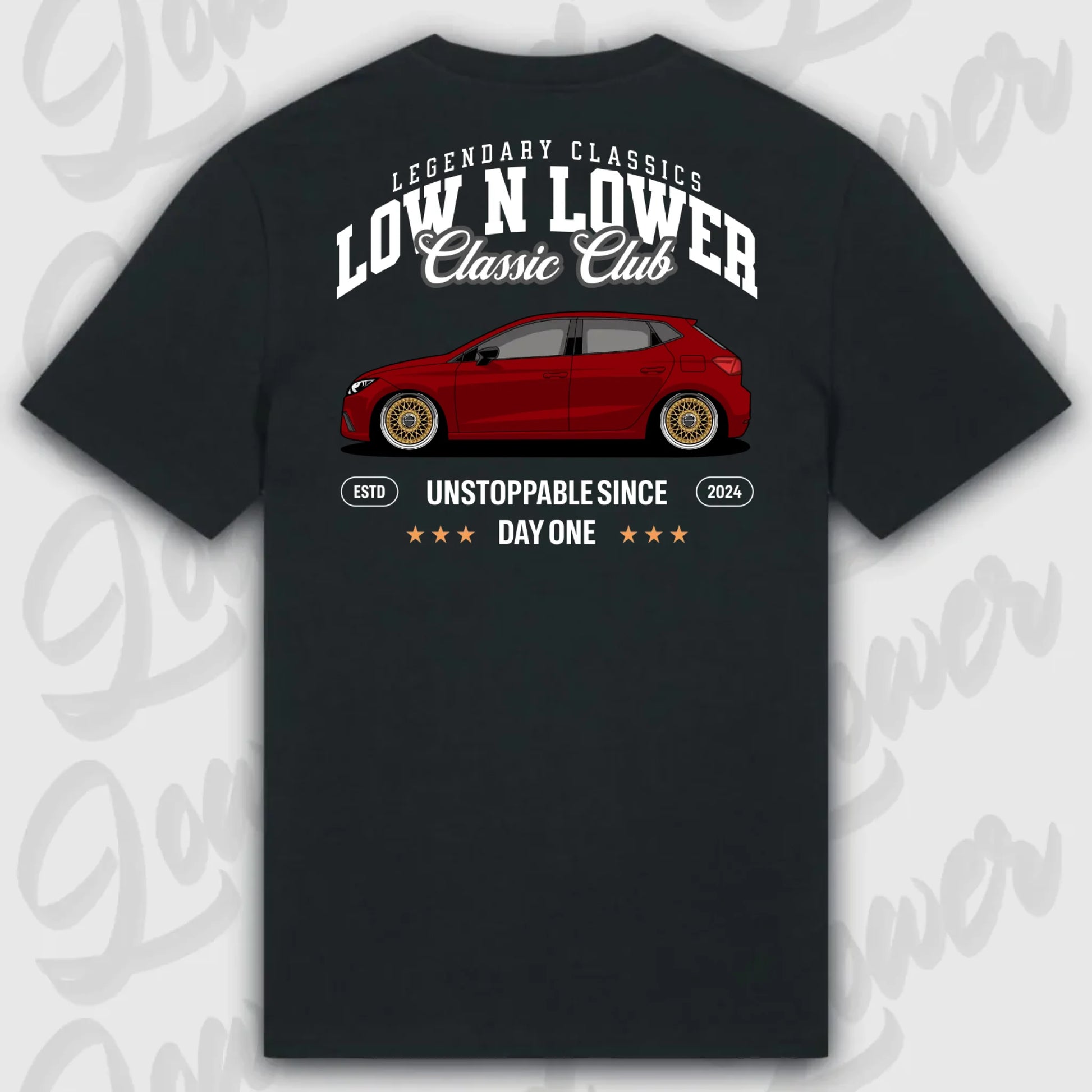 T-Shirt Tuning Cars, Personalisiert Schwarz Rückseite, VW, BMW, Audi, Mercedes, Autos