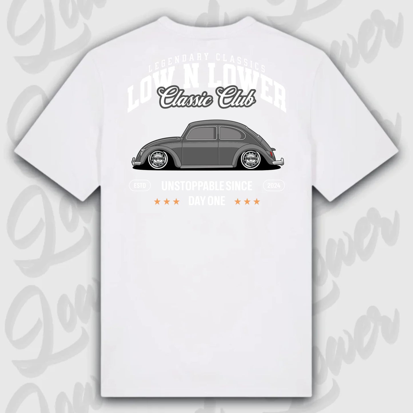 T-Shirt Tuning Cars, Personalisiert weiß Rückseite, VW, B