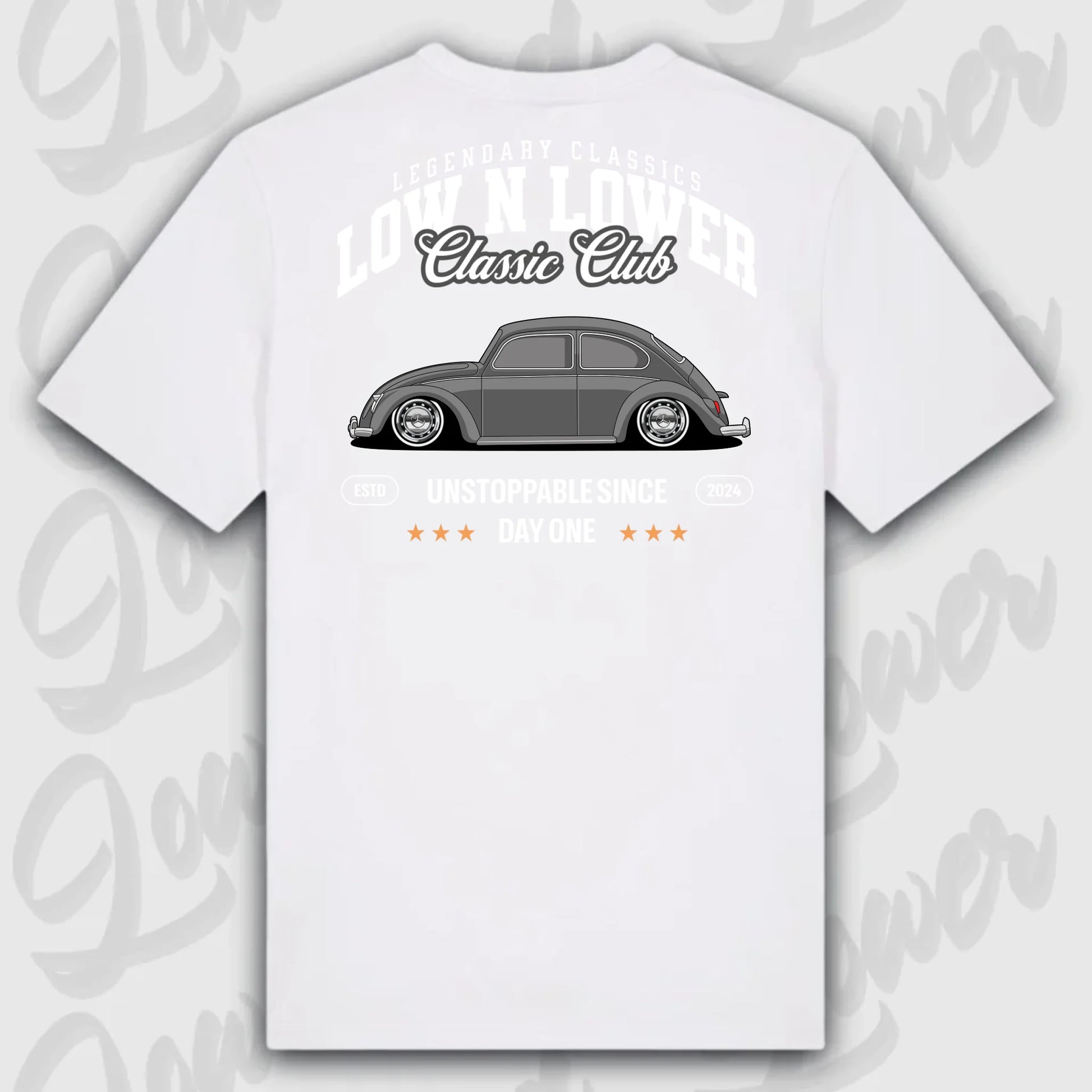 T-Shirt Tuning Cars, Personalisiert weiß Rückseite, VW, B