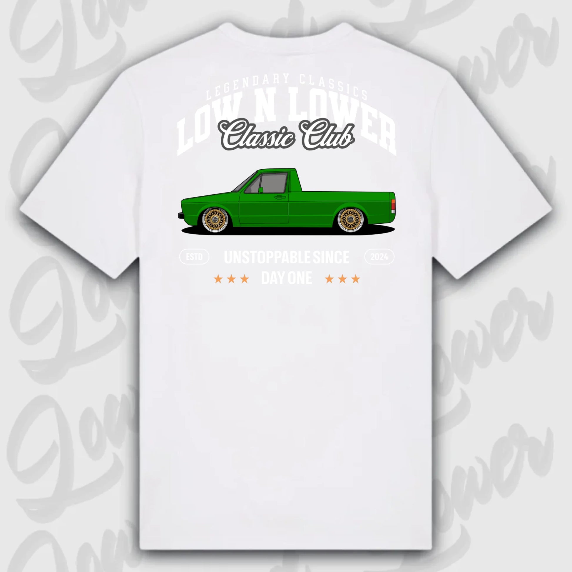 T-Shirt Tuning Cars, Personalisiert weiß Rückseite, VW, B