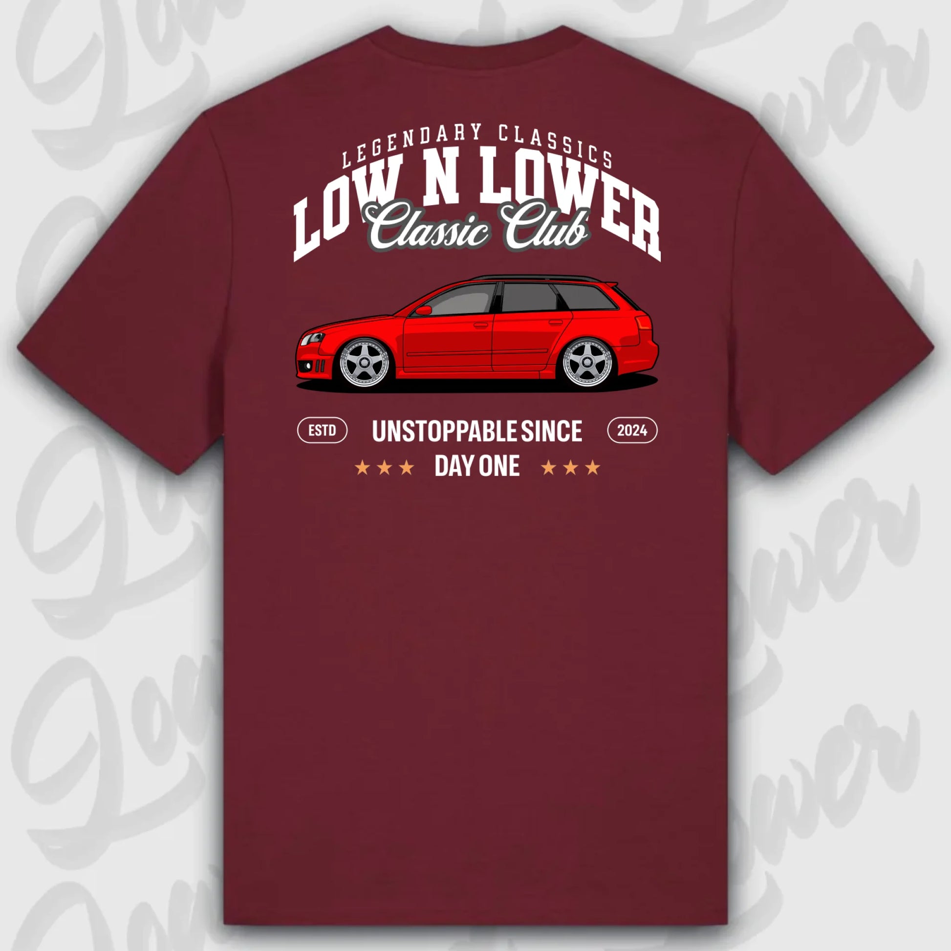 T-Shirt Tuning Cars, Personalisiert Rot Rückseite, VW, B
