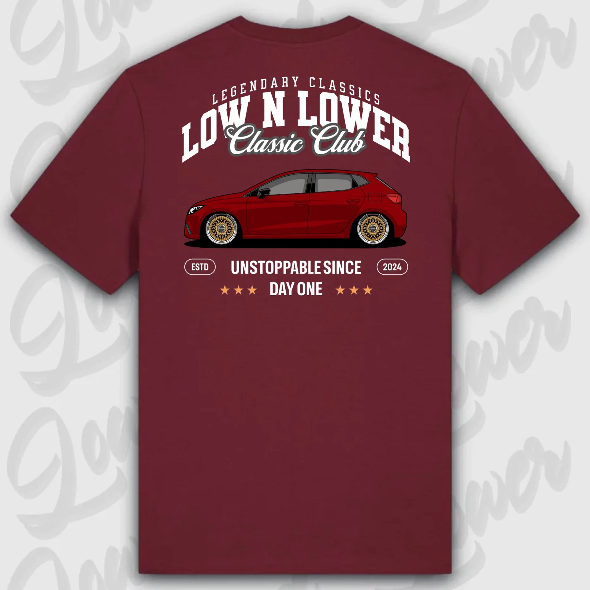 T-Shirt Tuning Cars, Personalisiert Rot Rückseite, VW, B
