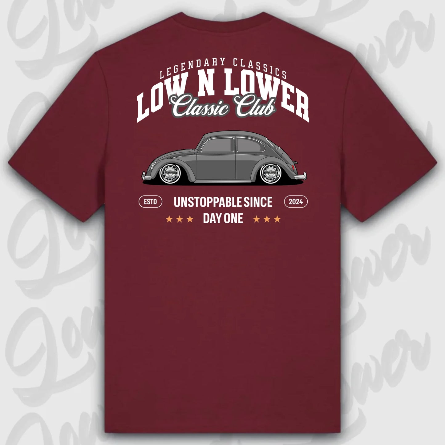 T-Shirt Tuning Cars, Personalisiert Rot Rückseite, VW, B