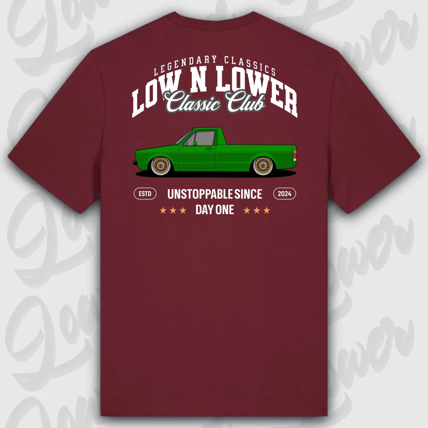 T-Shirt Tuning Cars, Personalisiert Rot Rückseite, VW, B