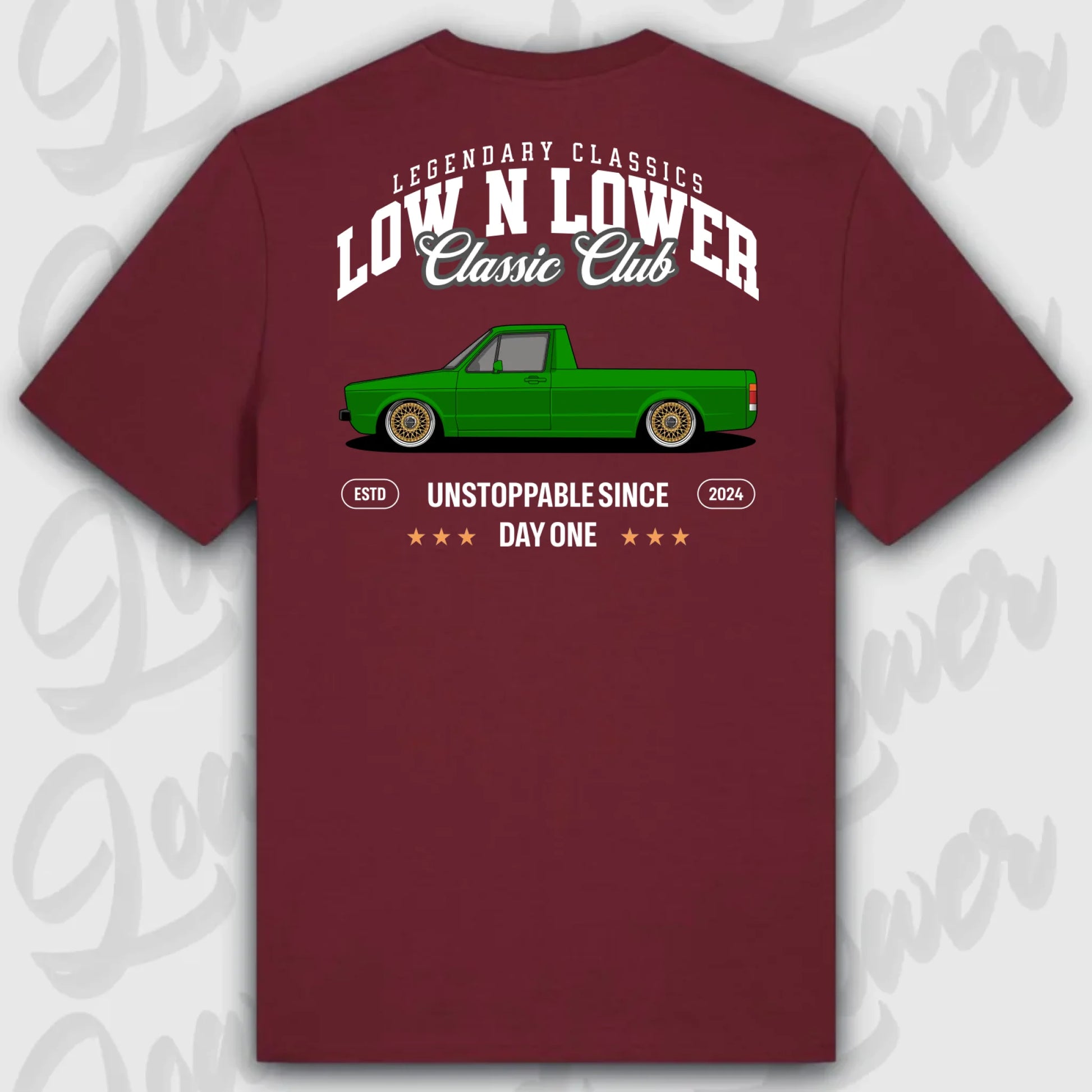 T-Shirt Tuning Cars, Personalisiert Rot Rückseite, VW, B