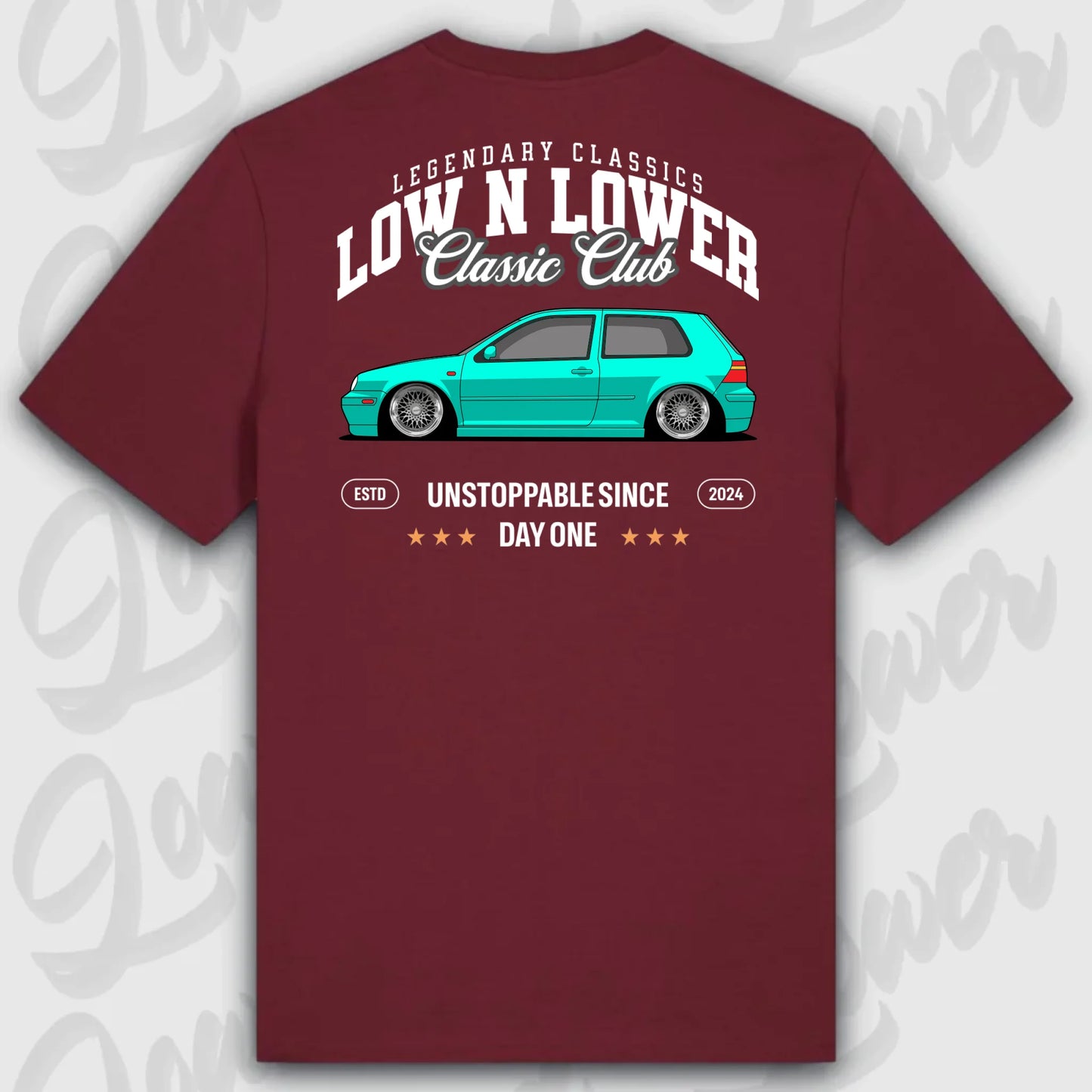 T-Shirt Tuning Cars, Personalisiert Rot Rückseite, VW, B