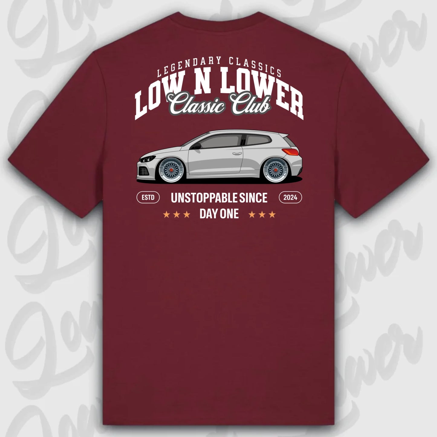 T-Shirt Tuning Cars, Personalisiert Rot Rückseite, VW, B