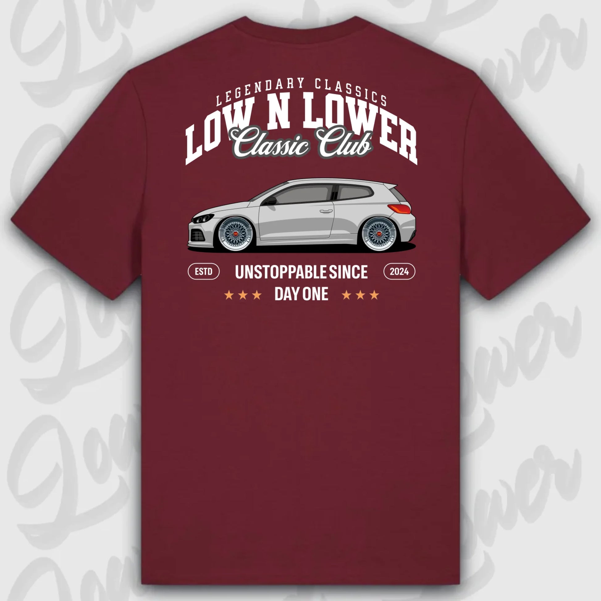 T-Shirt Tuning Cars, Personalisiert Rot Rückseite, VW, B
