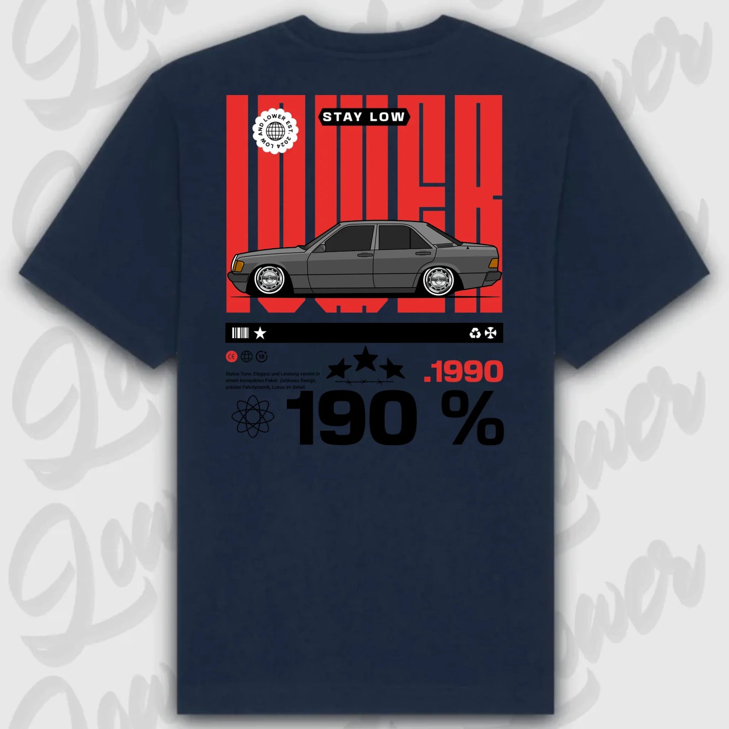 T-Shirt Tuning Cars, Personalisiert Blau Rückseite, VW, B