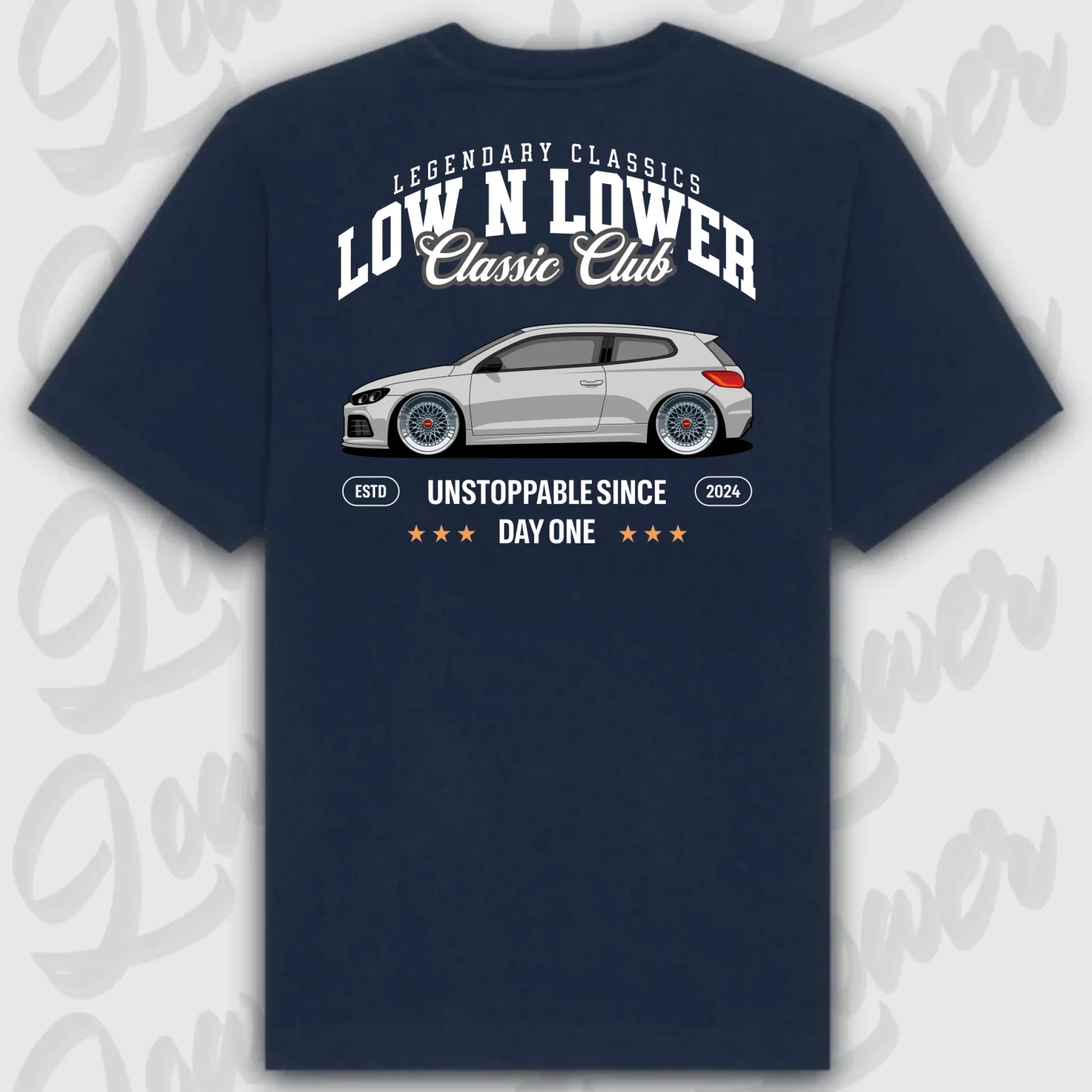 T-Shirt Tuning Cars, Personalisiert Blau Rückseite, VW, B