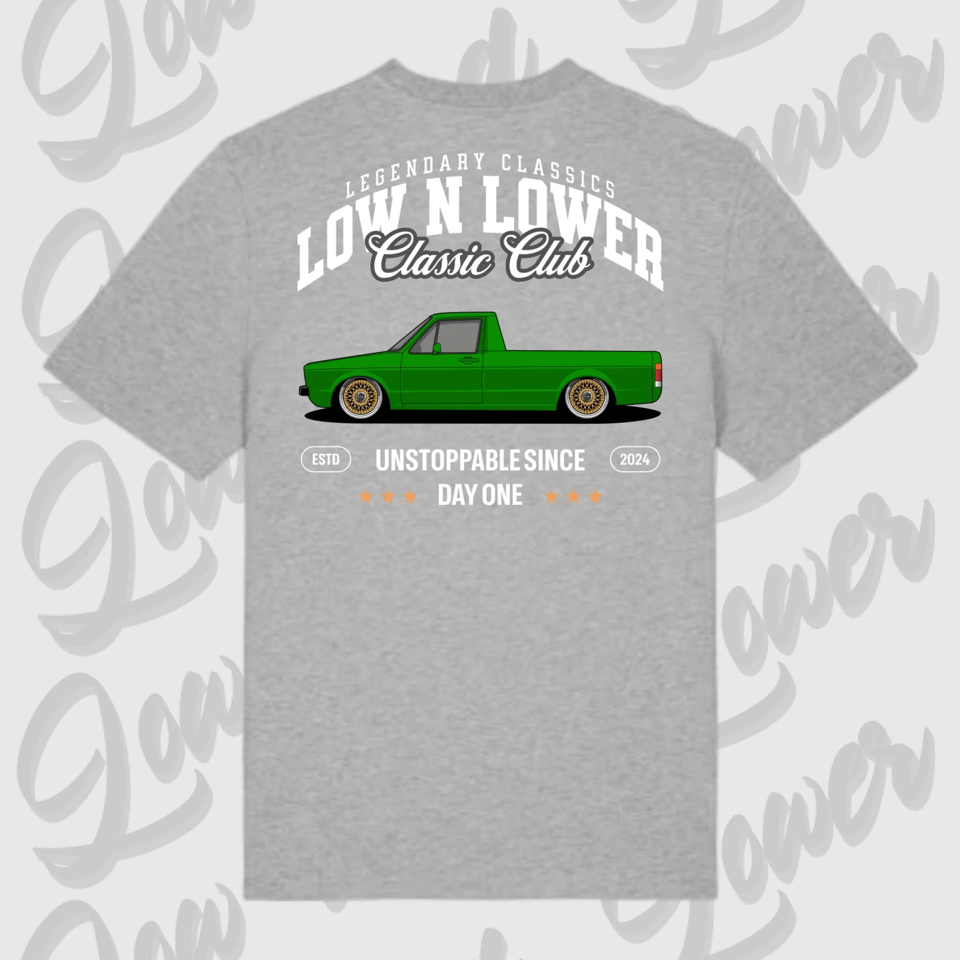 T-Shirt Tuning Cars, Personalisiert grau Rückseite, VW, B