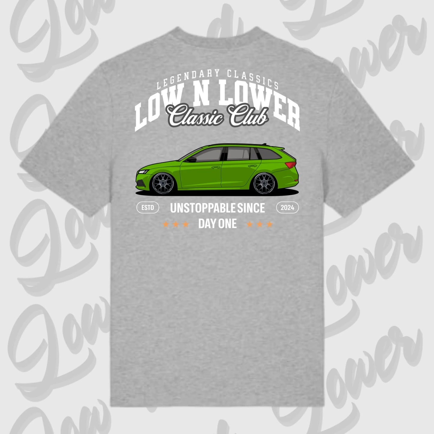 T-Shirt Tuning Cars, Personalisiert grau Rückseite, VW, B