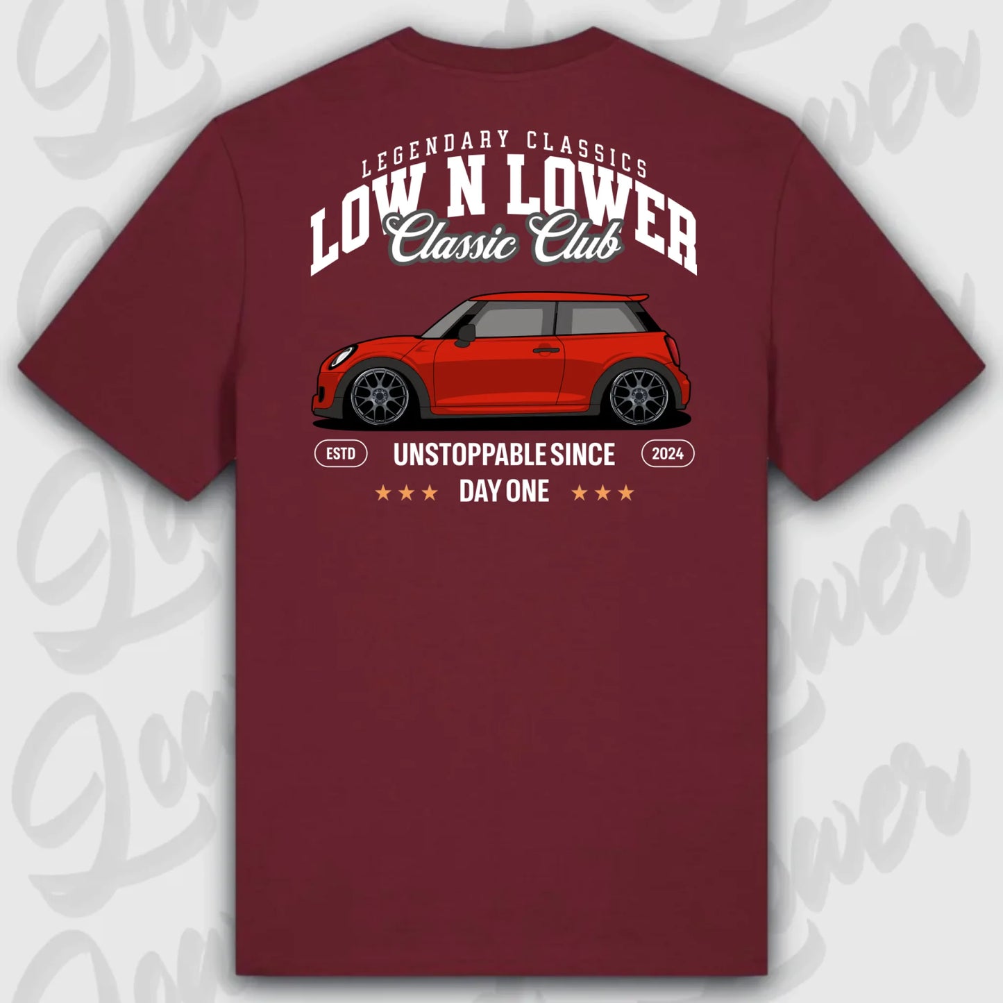 T-Shirt Tuning Cars, Personalisiert Rot Rückseite, VW, B