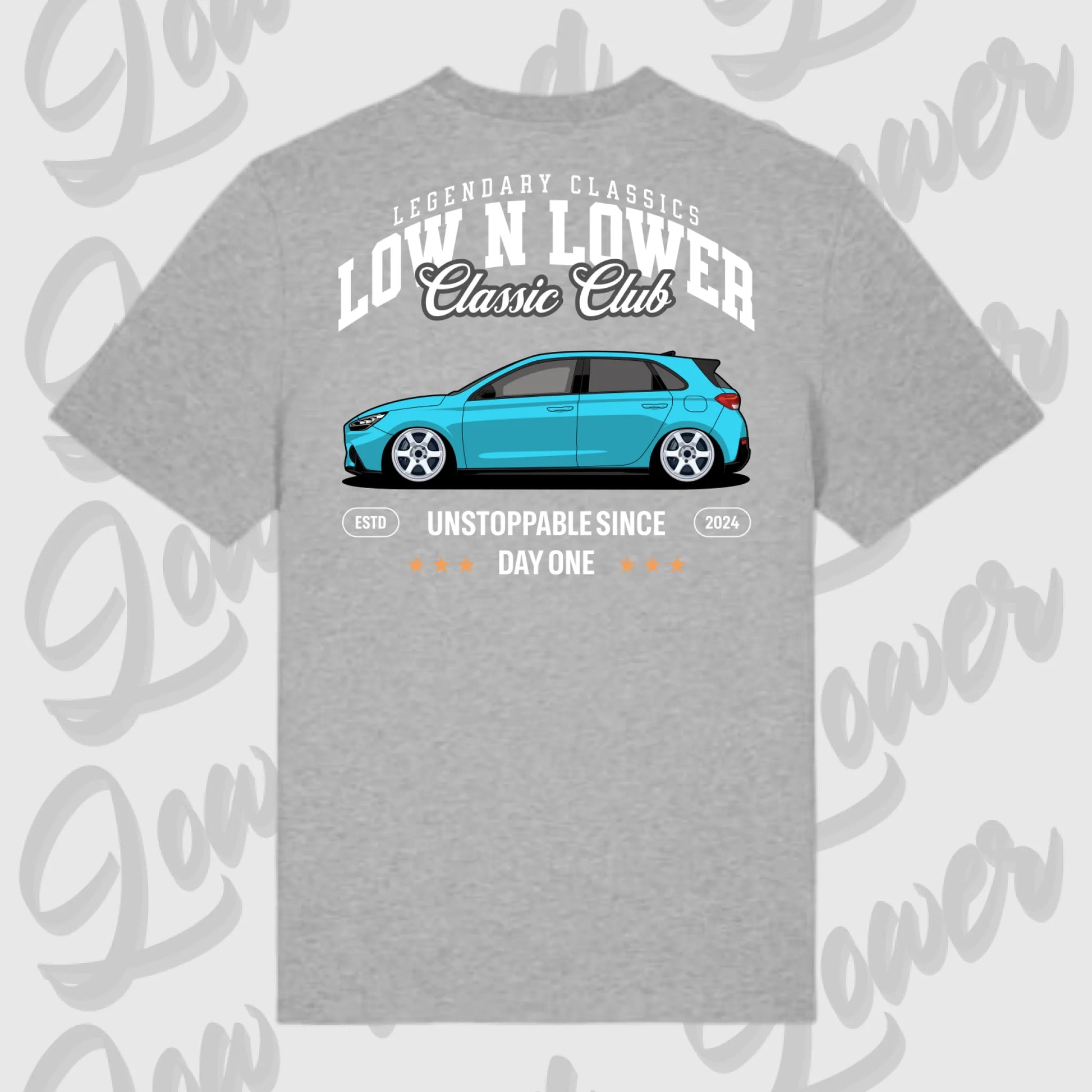 T-Shirt Tuning Cars, Personalisiert grau Rückseite, VW, B