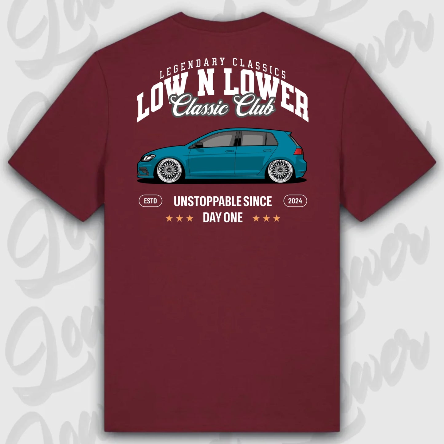 T-Shirt Tuning Cars, Personalisiert Rot Rückseite, VW, B