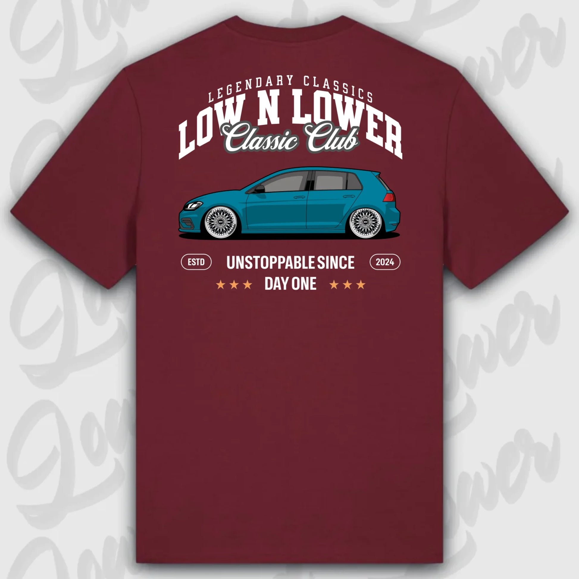 T-Shirt Tuning Cars, Personalisiert Rot Rückseite, VW, B