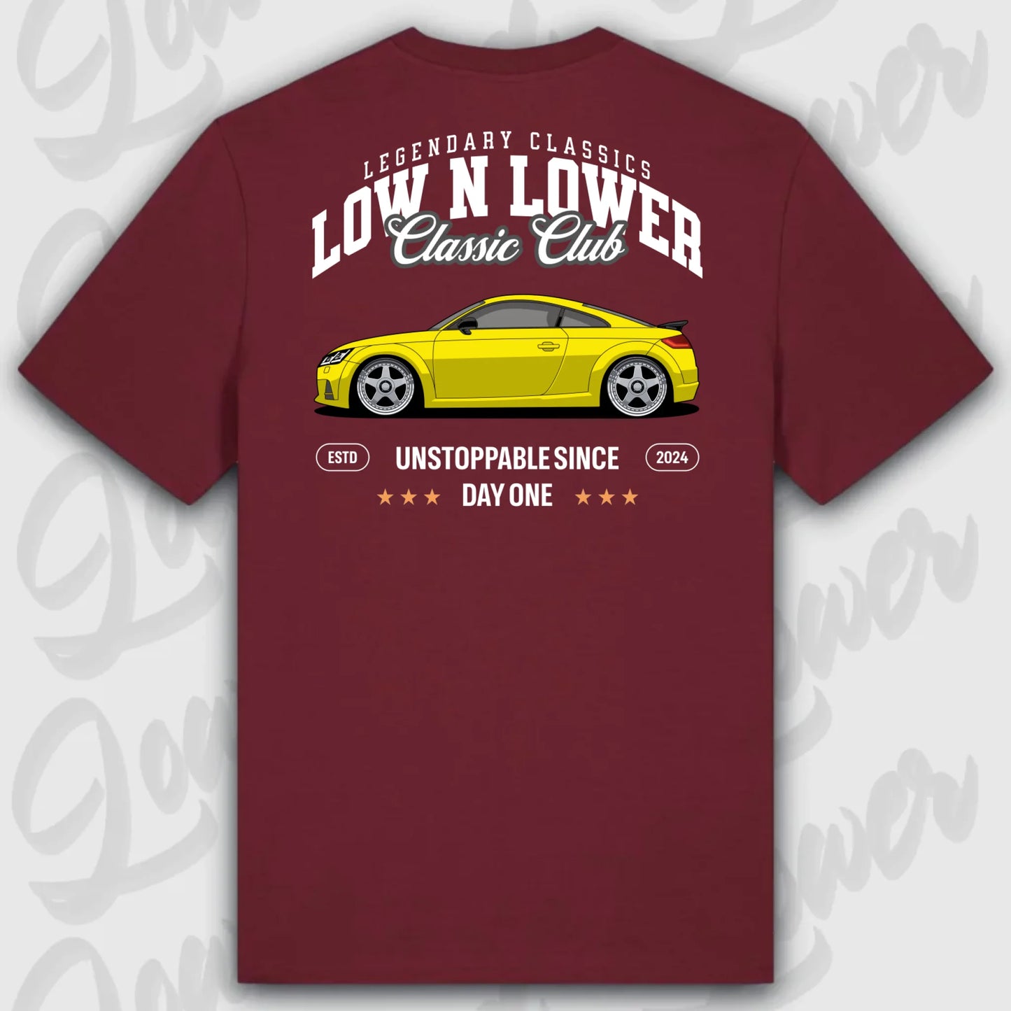T-Shirt Tuning Cars, Personalisiert Rot Rückseite, VW, B