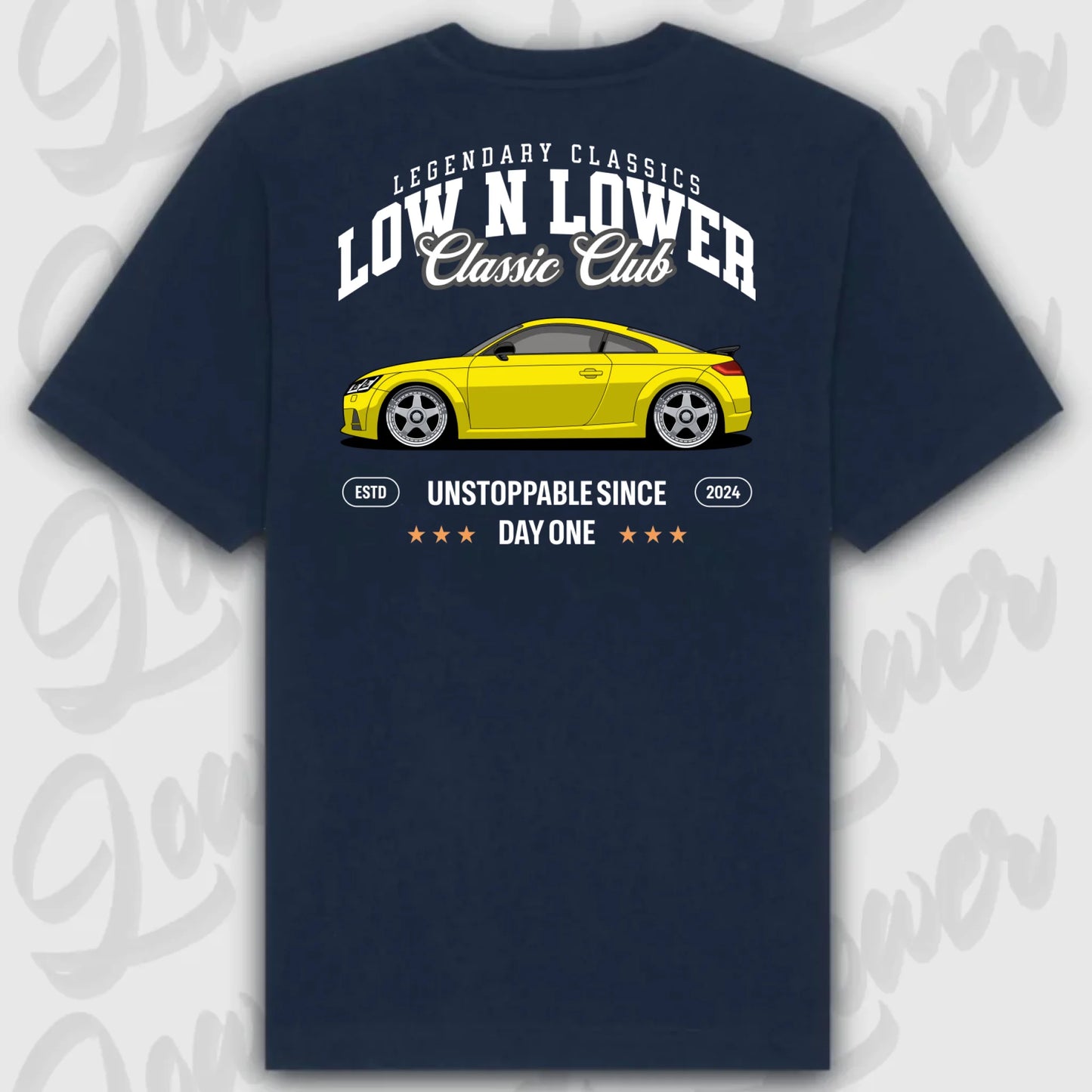 T-Shirt Tuning Cars, Personalisiert Blau Rückseite, VW, B
