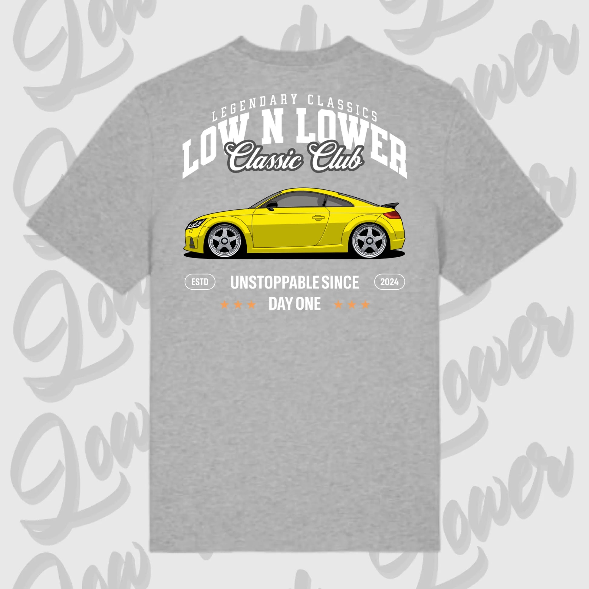 T-Shirt Tuning Cars, Personalisiert grau Rückseite, VW, B