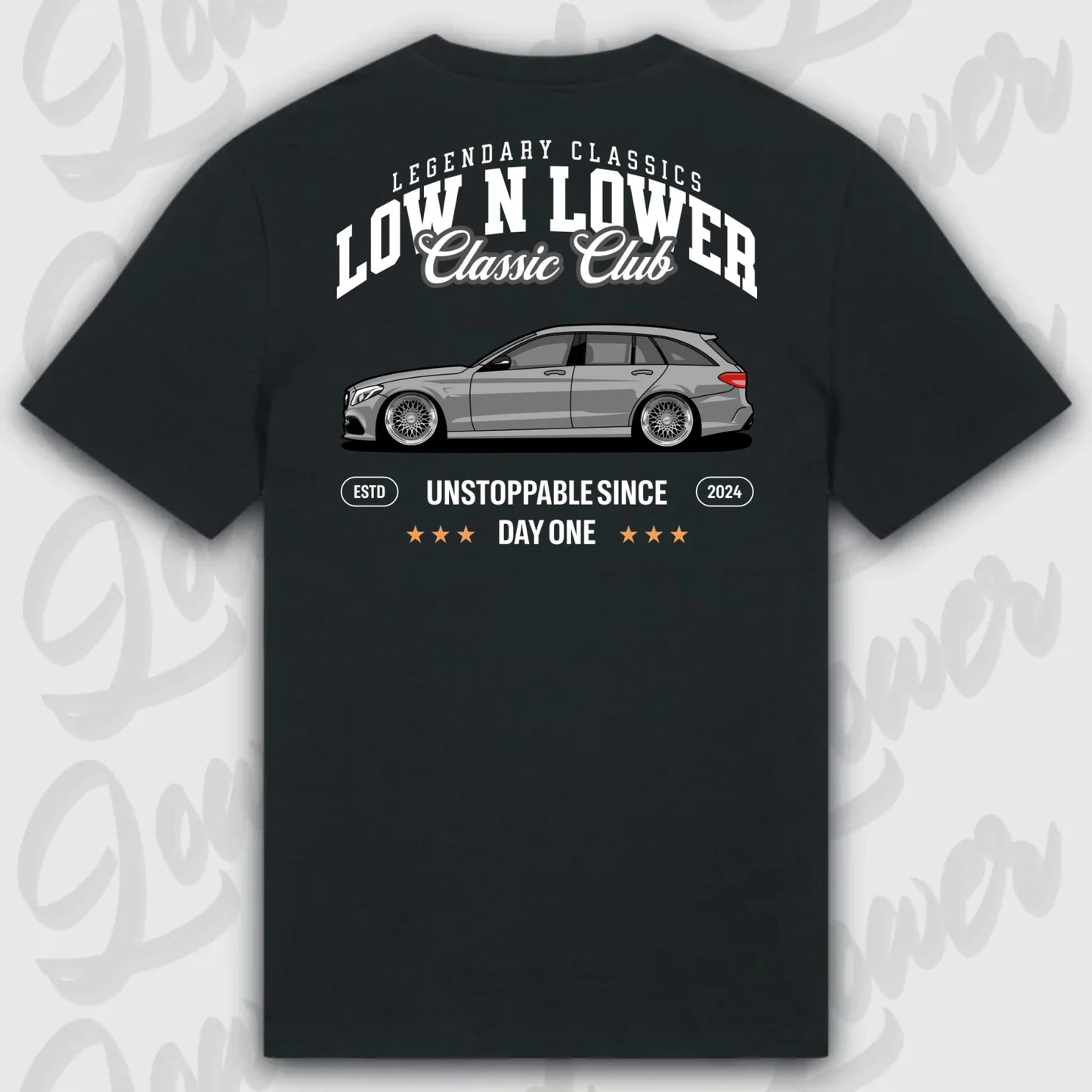 T-Shirt Tuning Cars, Personalisiert Schwarz Rückseite, VW, BMW, Audi, Mercedes, Autos