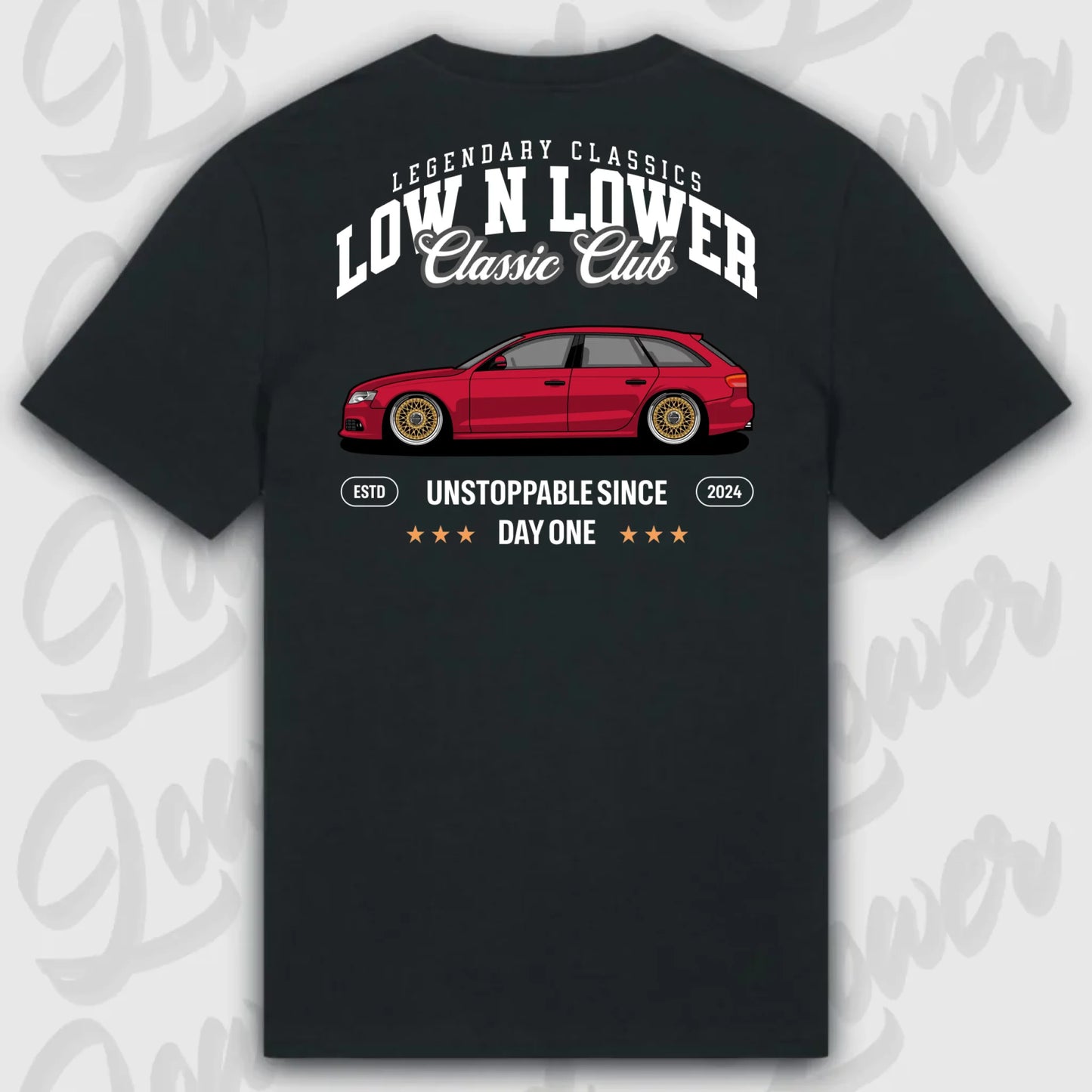 T-Shirt Tuning Cars, Personalisiert Schwarz Rückseite, VW, BMW, Audi, Mercedes, Autos