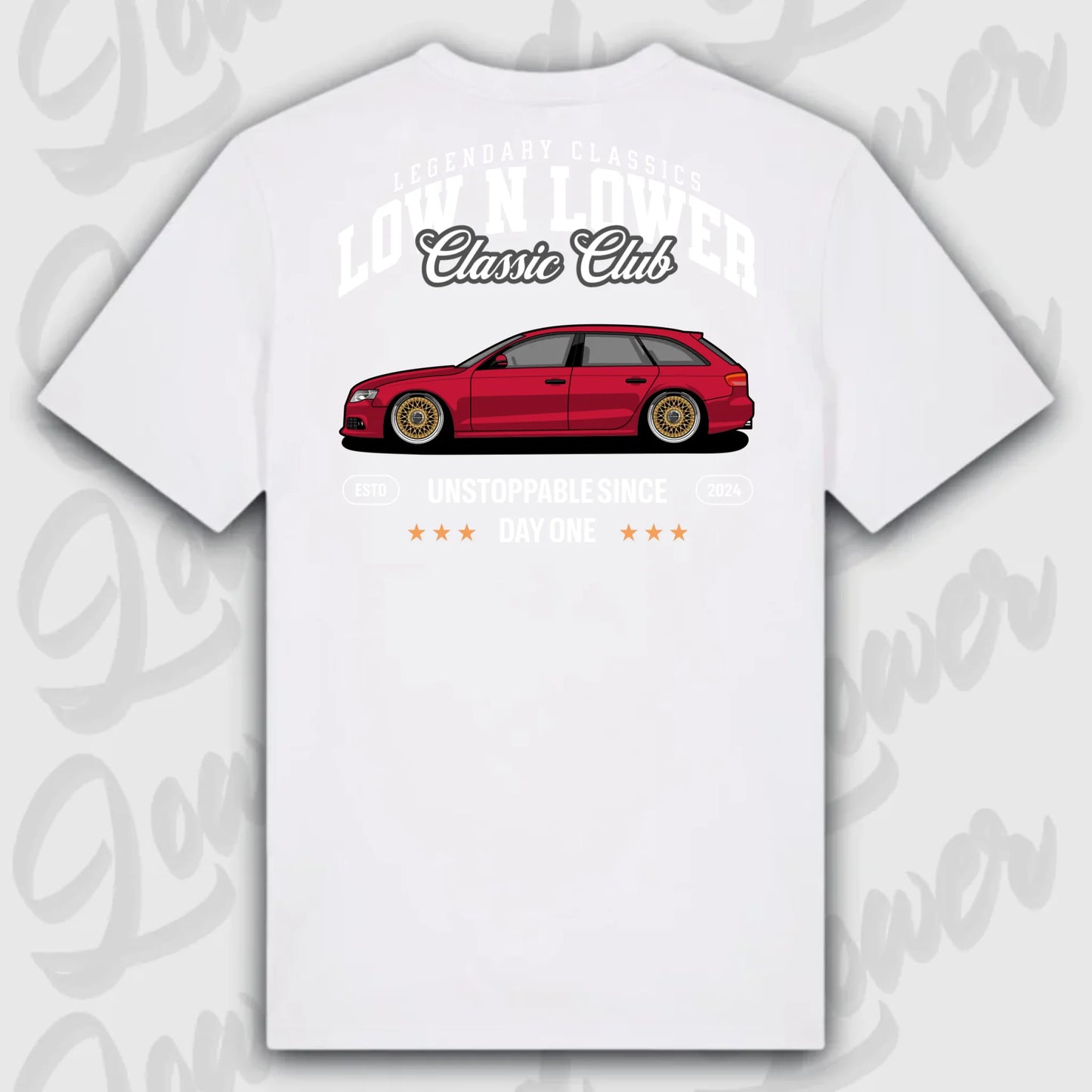 T-Shirt Tuning Cars, Personalisiert weiß Rückseite, VW, B
