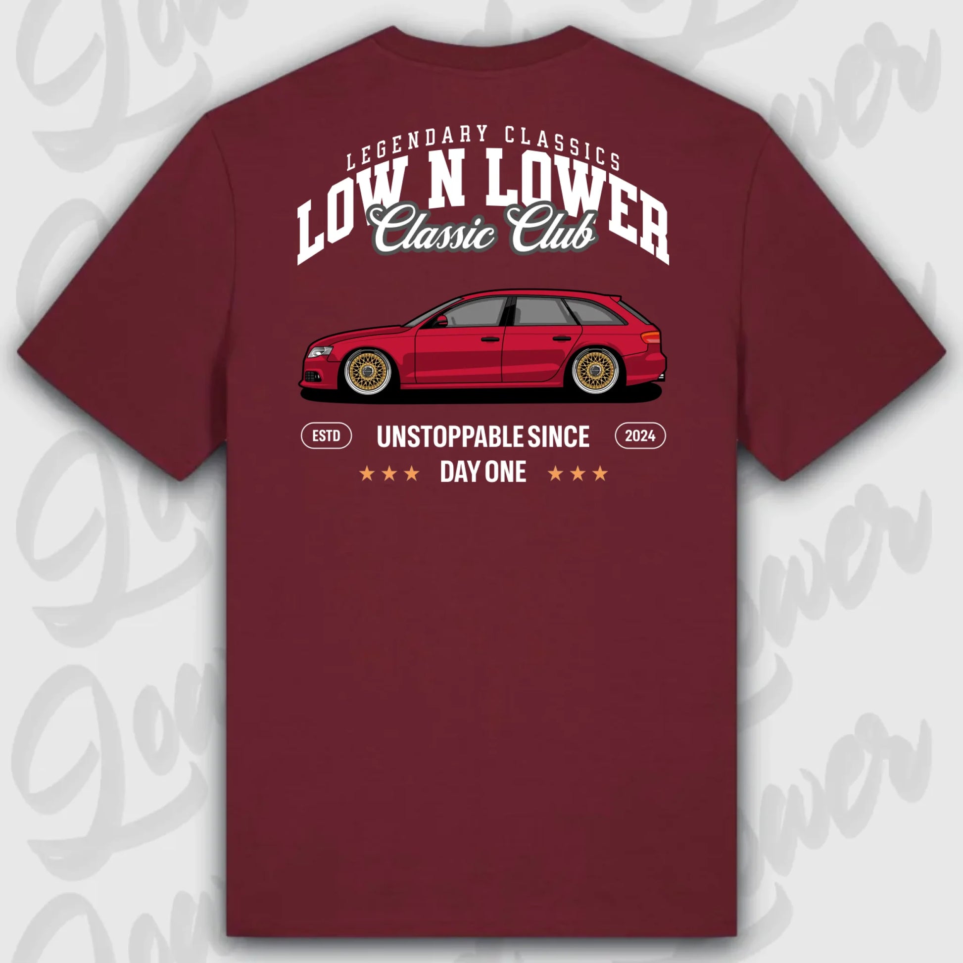 T-Shirt Tuning Cars, Personalisiert Rot Rückseite, VW, B