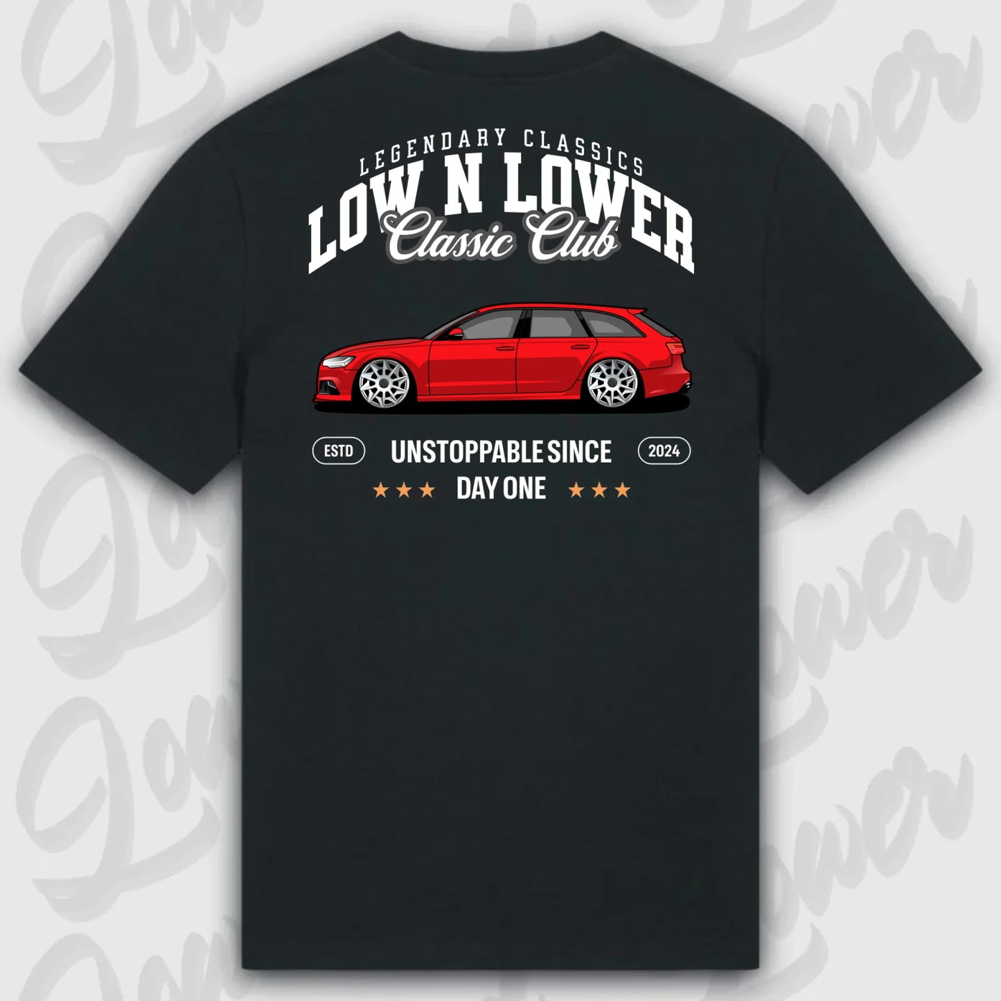 T-Shirt Tuning Cars, Personalisiert Schwarz Rückseite, VW, BMW, Audi, Mercedes, Autos