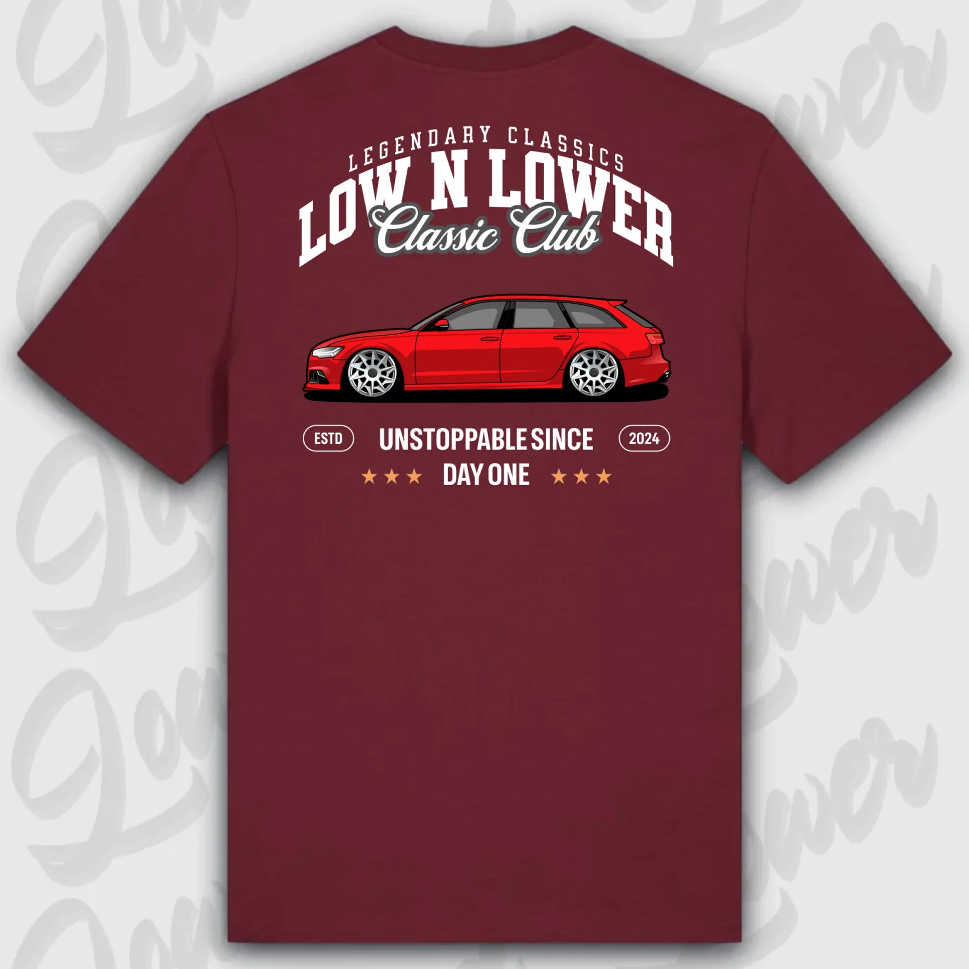 T-Shirt Tuning Cars, Personalisiert Rot Rückseite, VW, B