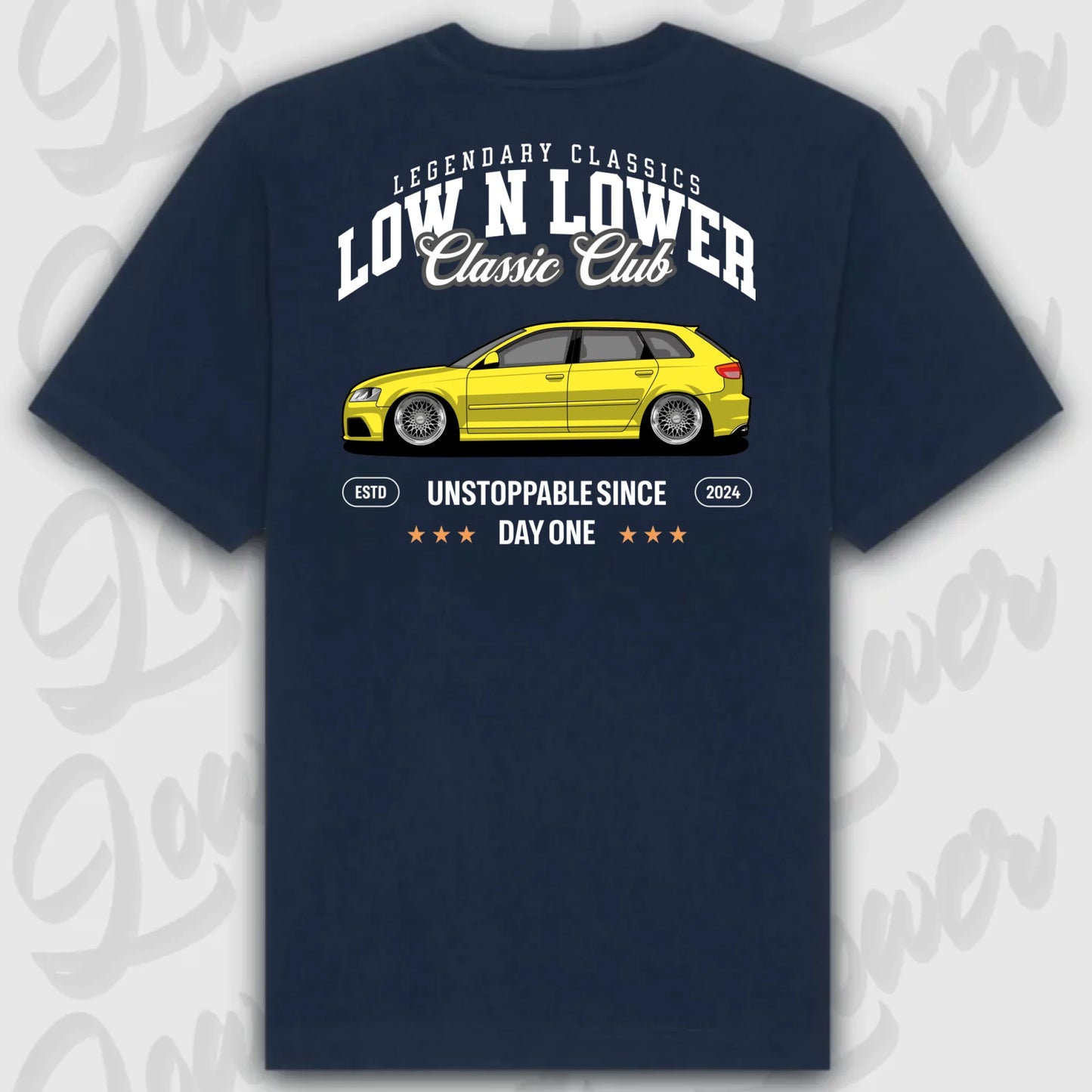 T-Shirt Tuning Cars, Personalisiert Blau Rückseite, VW, B