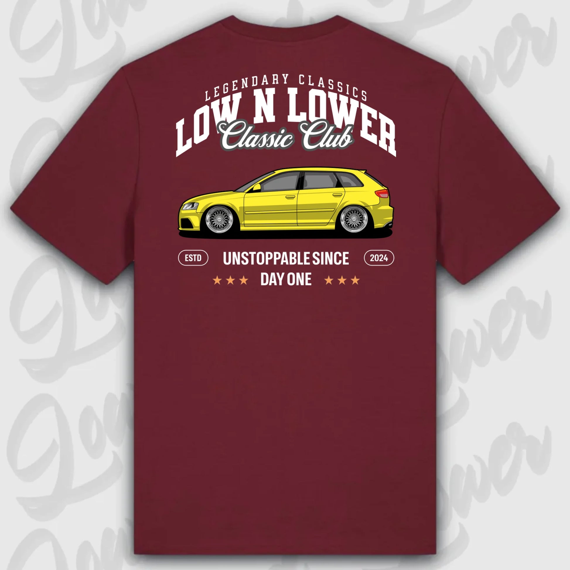 T-Shirt Tuning Cars, Personalisiert Rot Rückseite, VW, B