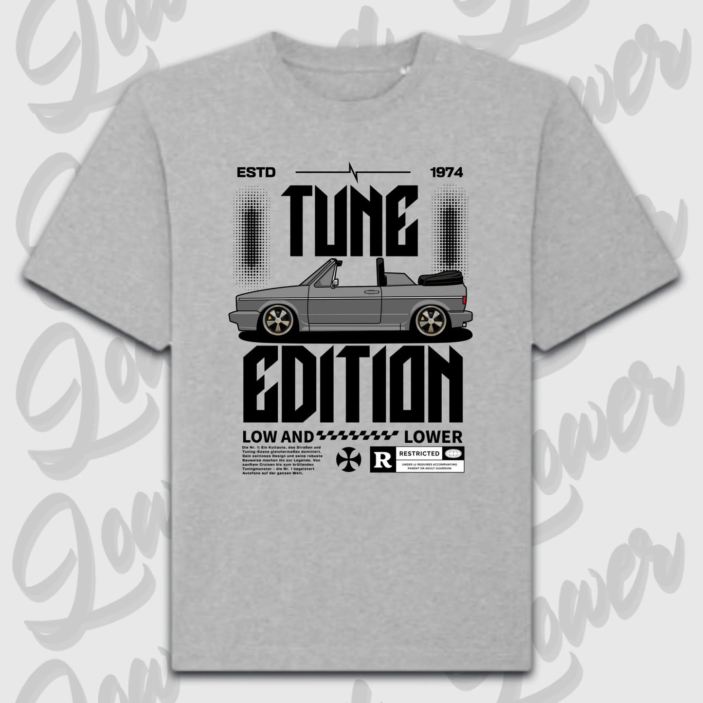 T-Shirt Personalisiert grau, VW, BMW, Mercedes, Audi