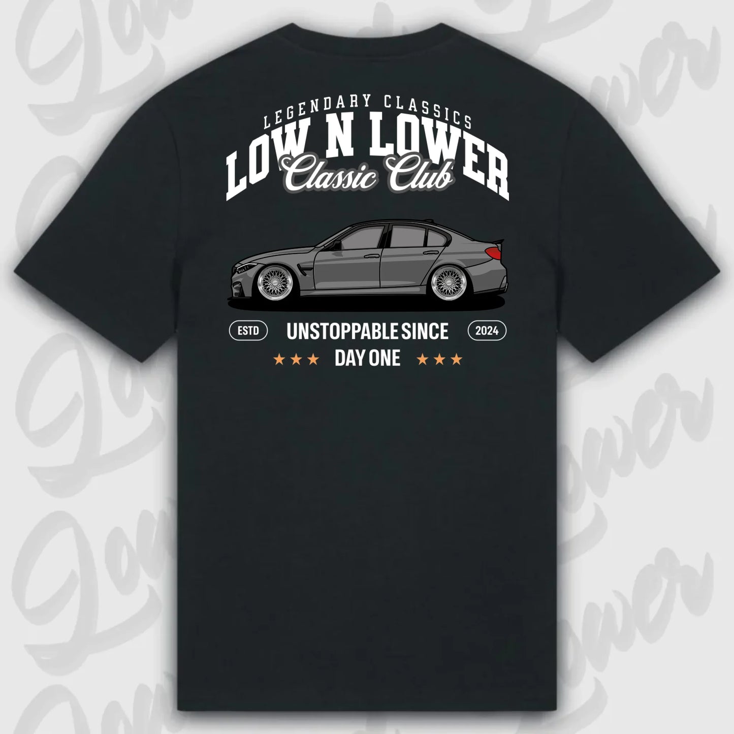 T-Shirt Tuning Cars, Personalisiert Schwarz Rückseite, VW, BMW, Audi, Mercedes, Autos