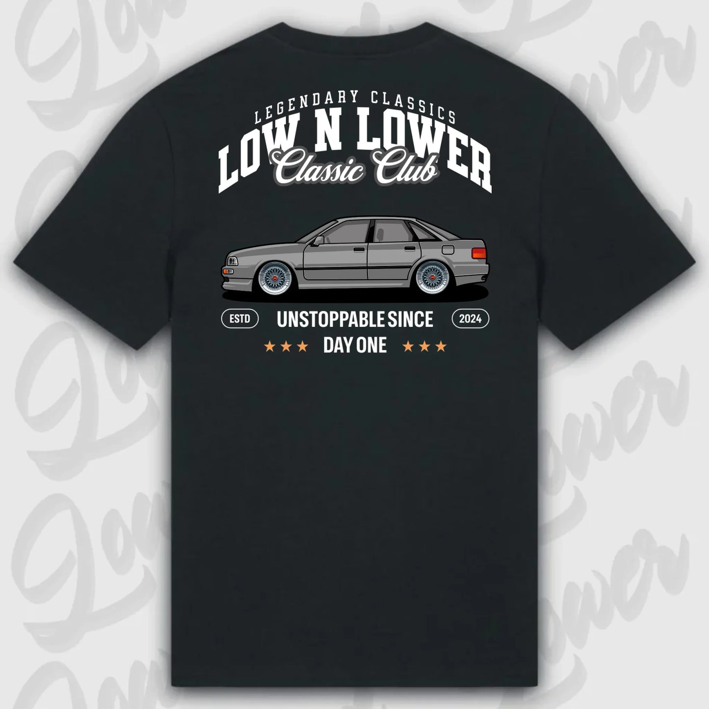 T-Shirt Tuning Cars, Personalisiert Schwarz Rückseite, VW, BMW, Audi, Mercedes, Autos