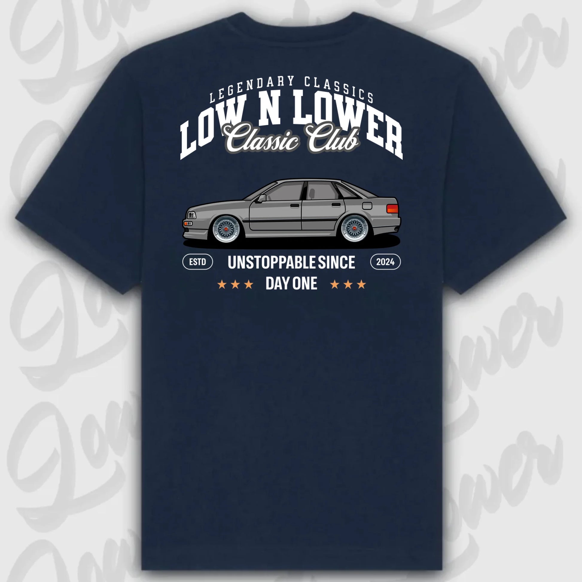 T-Shirt Tuning Cars, Personalisiert Blau Rückseite, VW, B