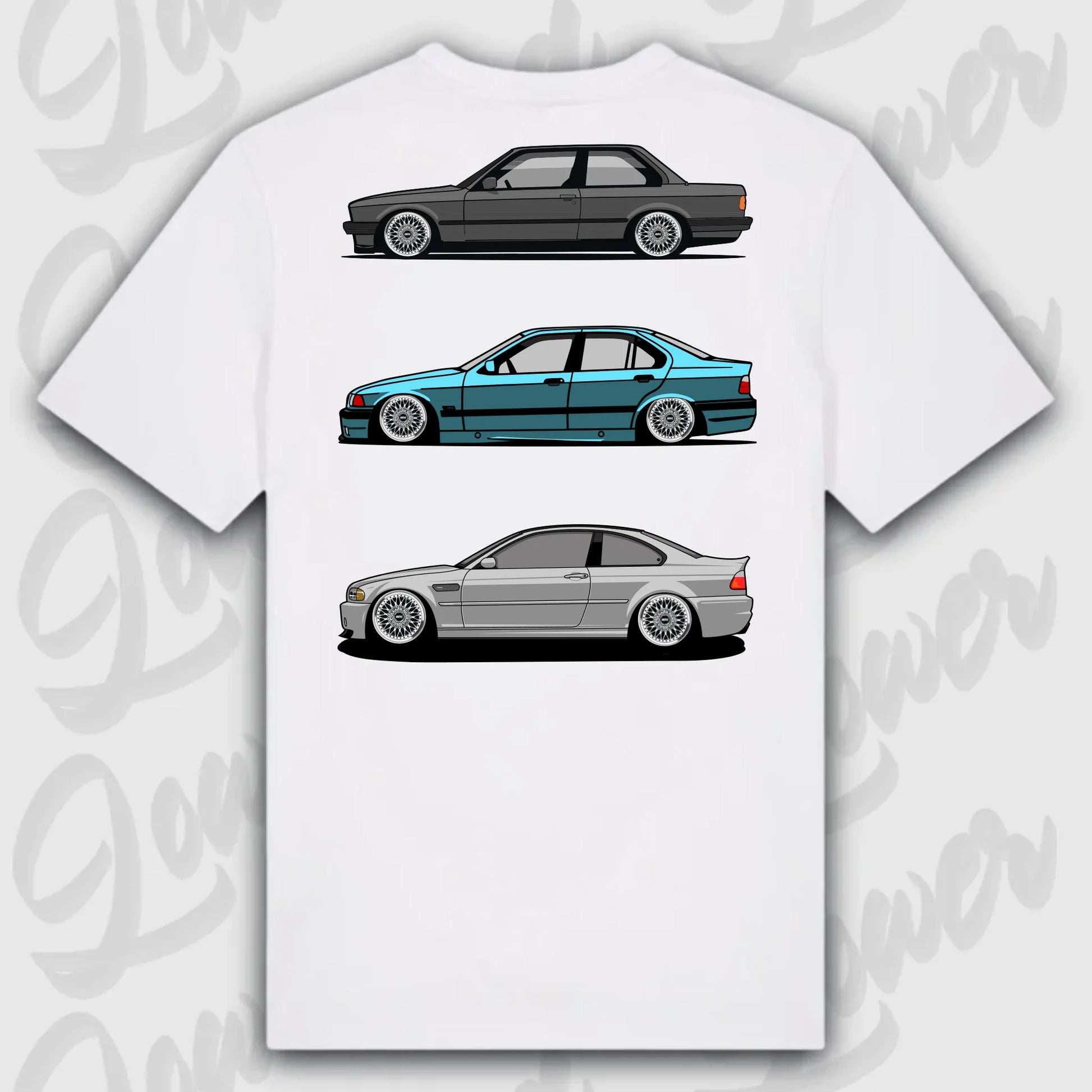 T-Shirt Tuning Cars, Personalisiert weiß Rückseite, VW, B